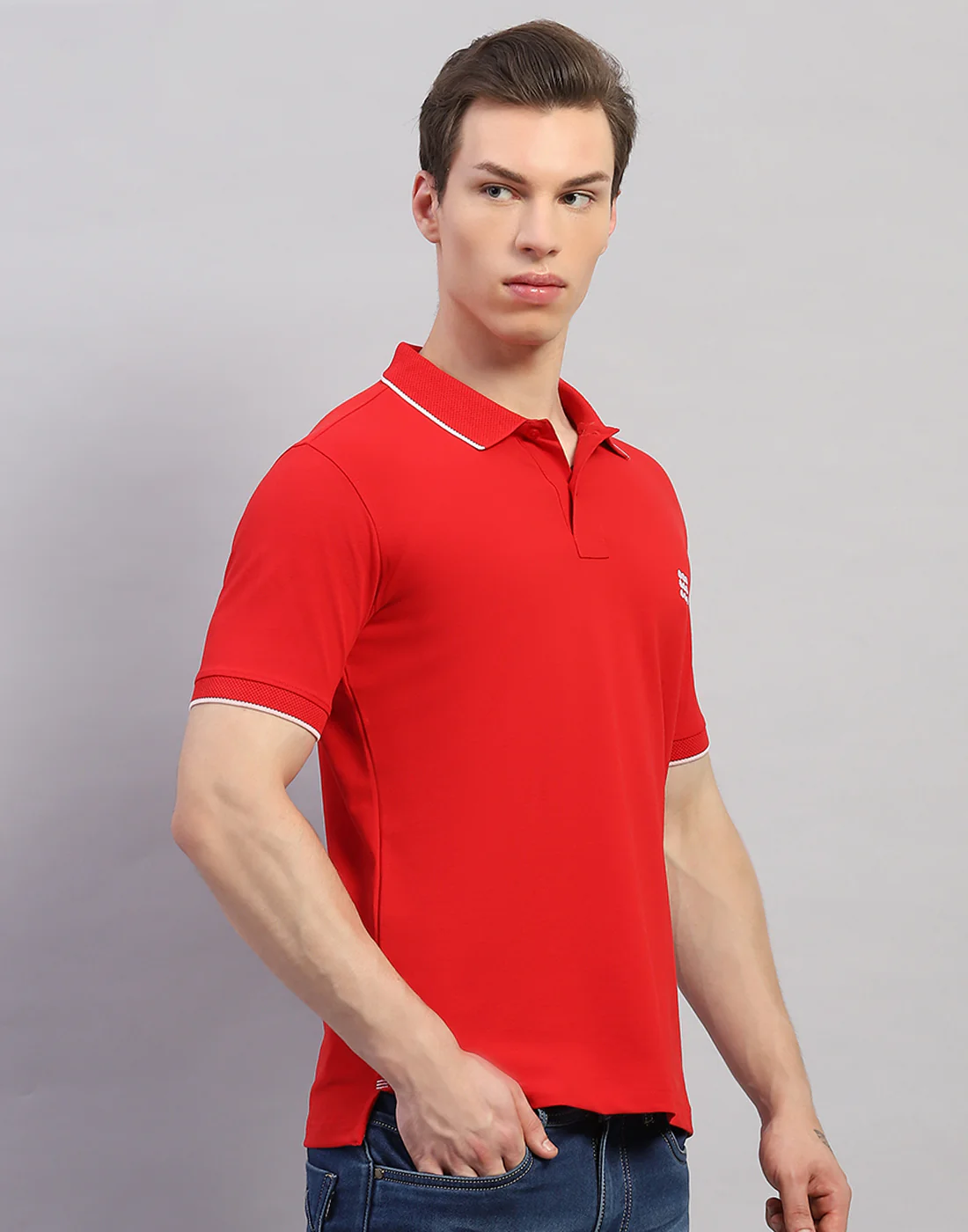 Rock.it Men Red Solid Polo Collar Half Sleeve T-Shirt - Image 4