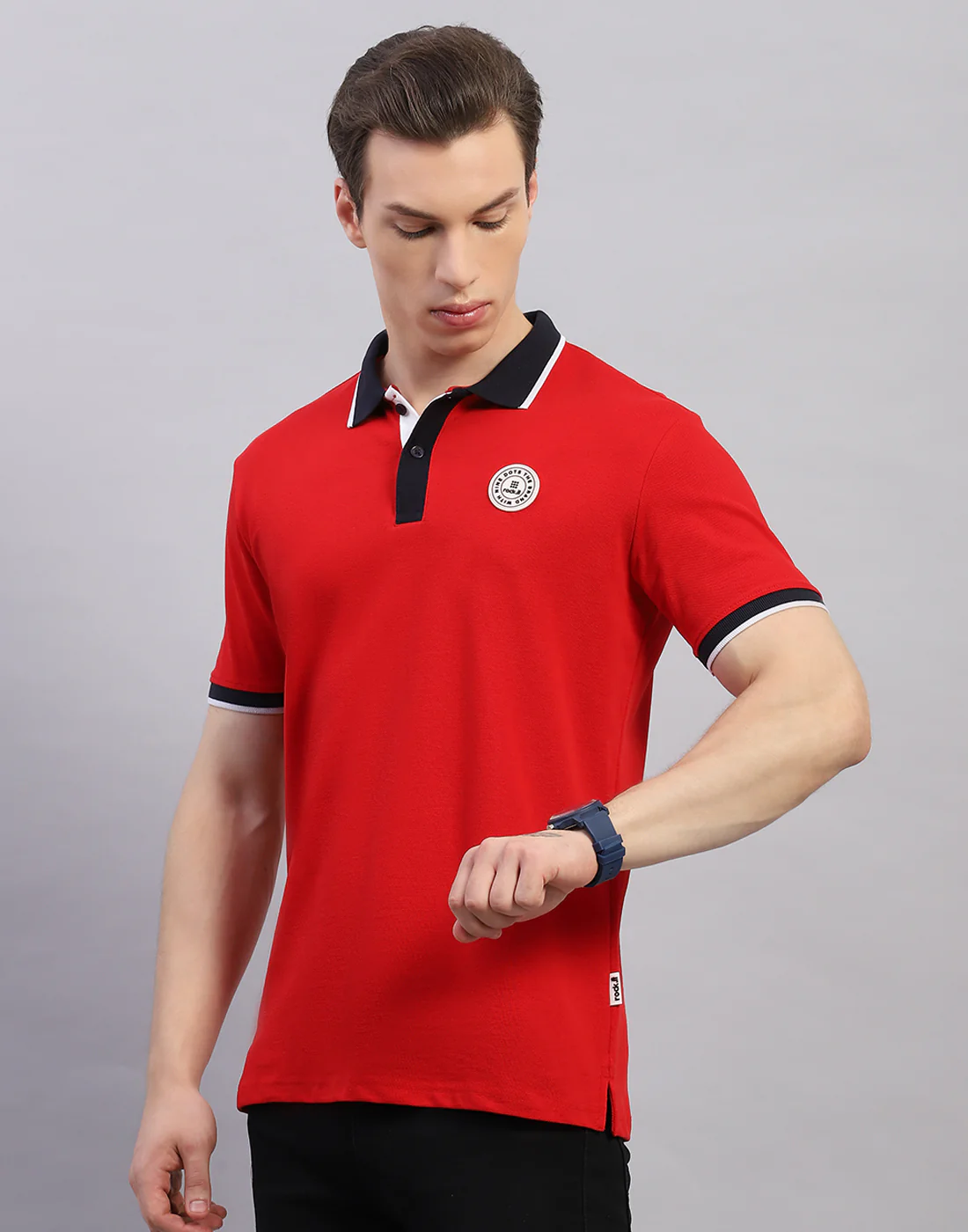 Rock.it Men Red Solid Polo Collar Half Sleeve T-Shirt - Image 3
