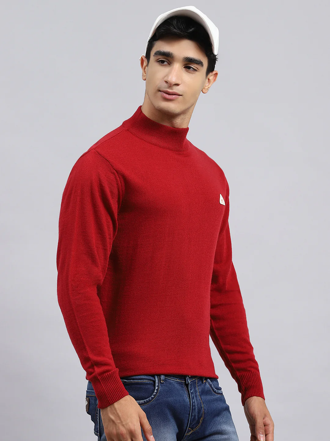 Men Red Solid Pullover - Image 3