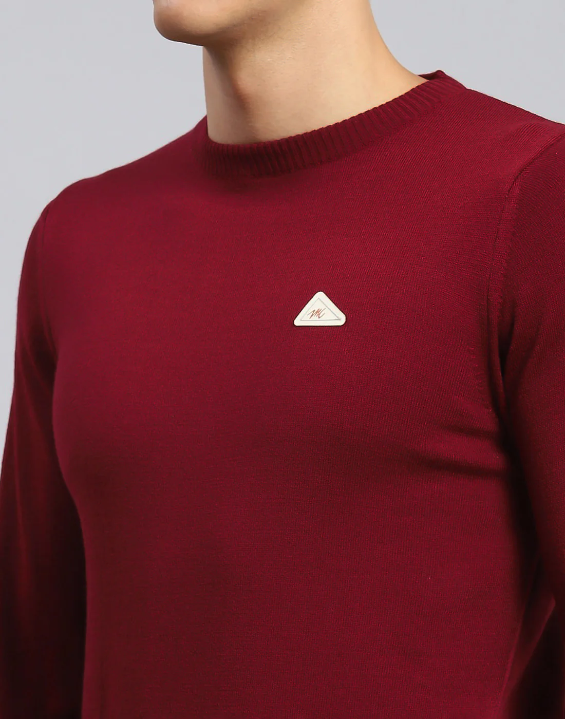 Men Red Solid Round Neck Full Sleeve Pullover - Image 6