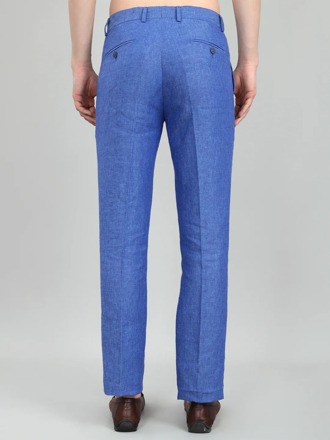 Men Royal Blue Melange Regular Fit Trouser - Image 4