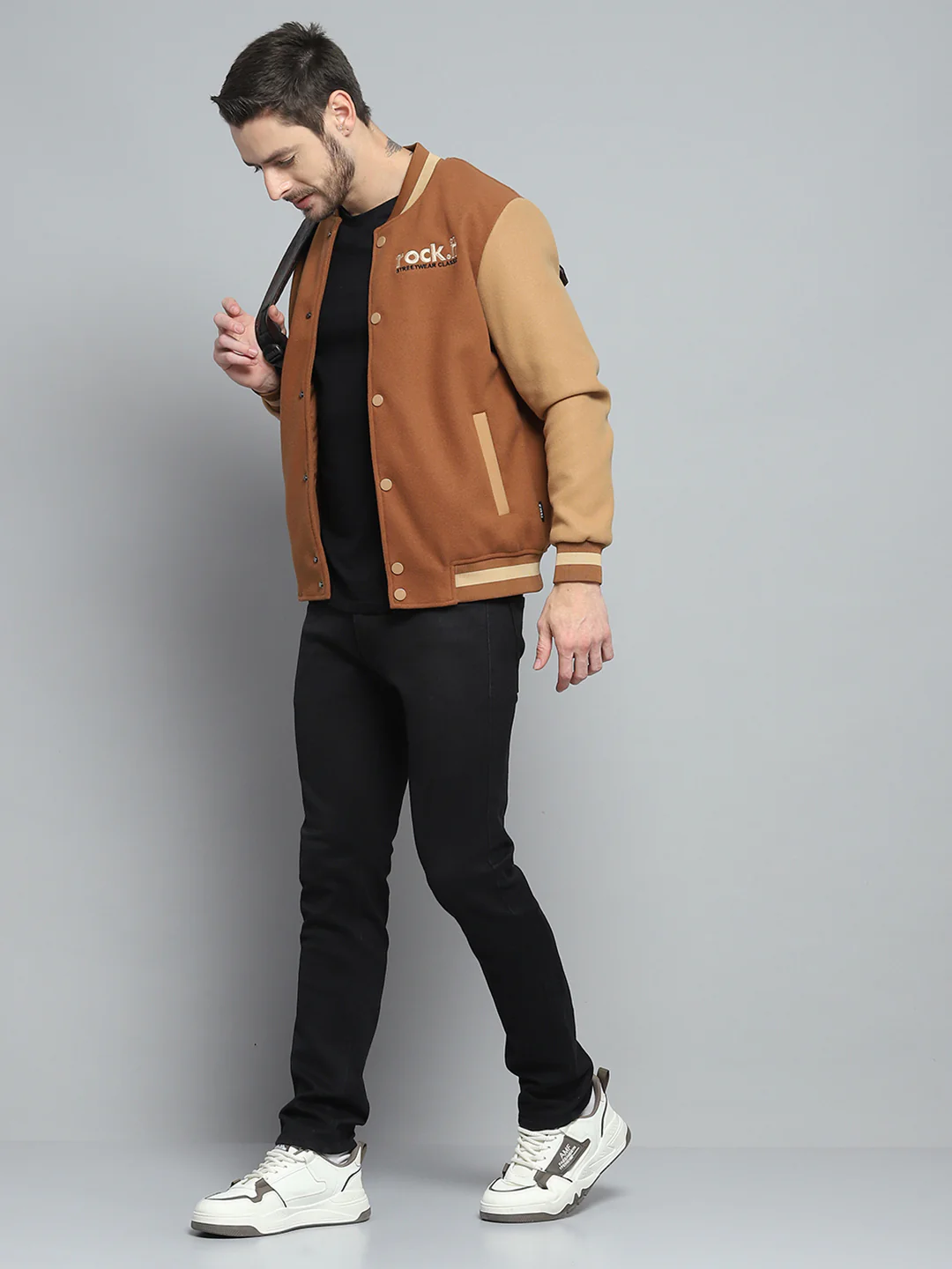 Rock.it Men Rust Printed Band Collar Full Sleeve Sweatshirt - Image 2