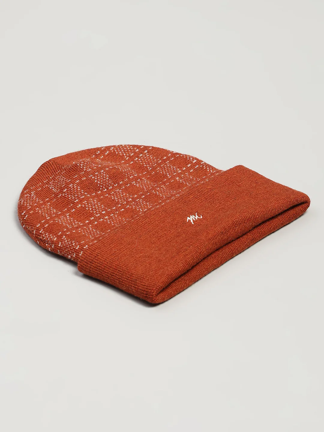 Men Rust Printed Blend Wool Cap - Image 6