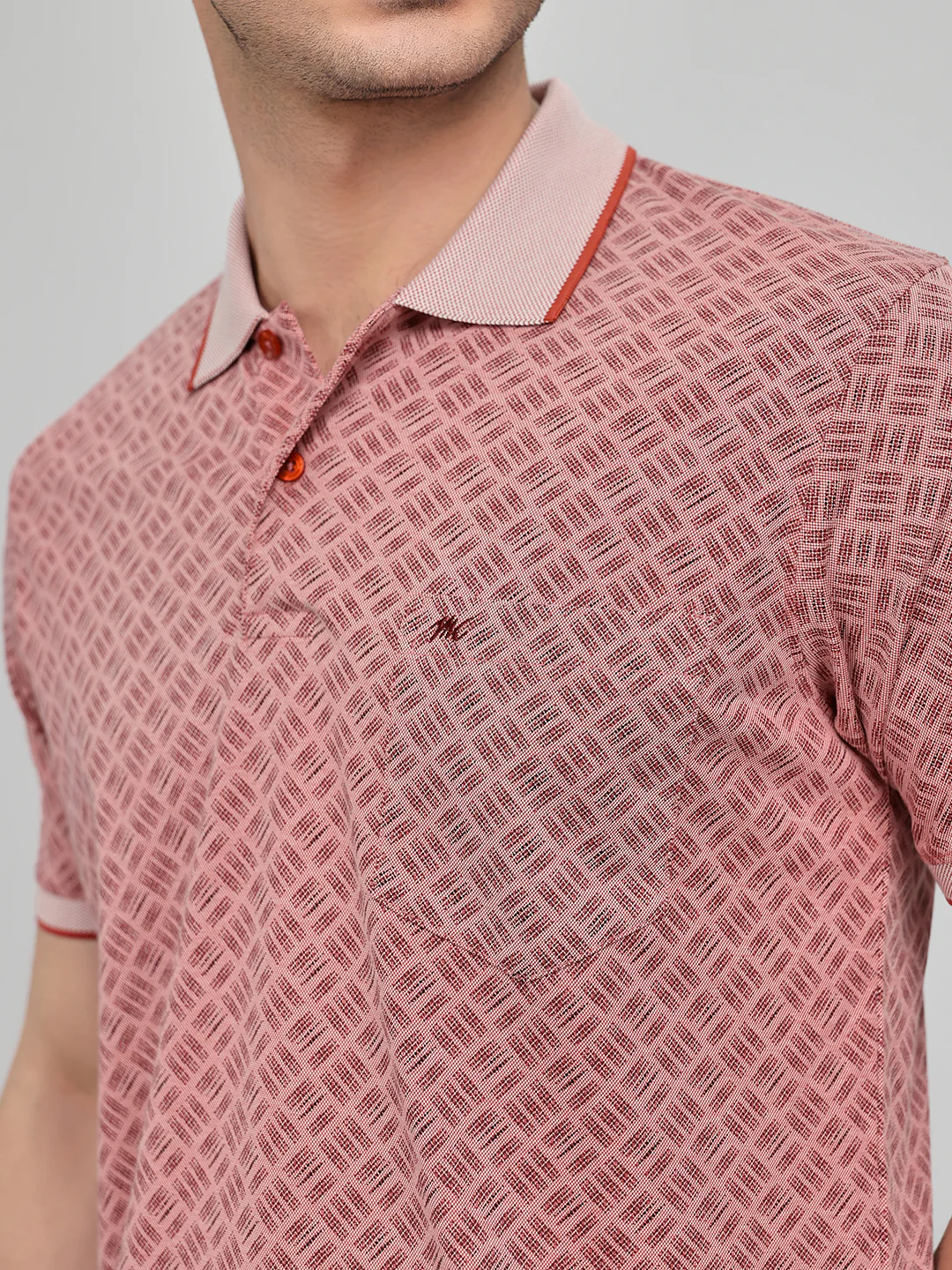 Men Rust Printed Collar Half Sleeve T-Shirt - Image 4
