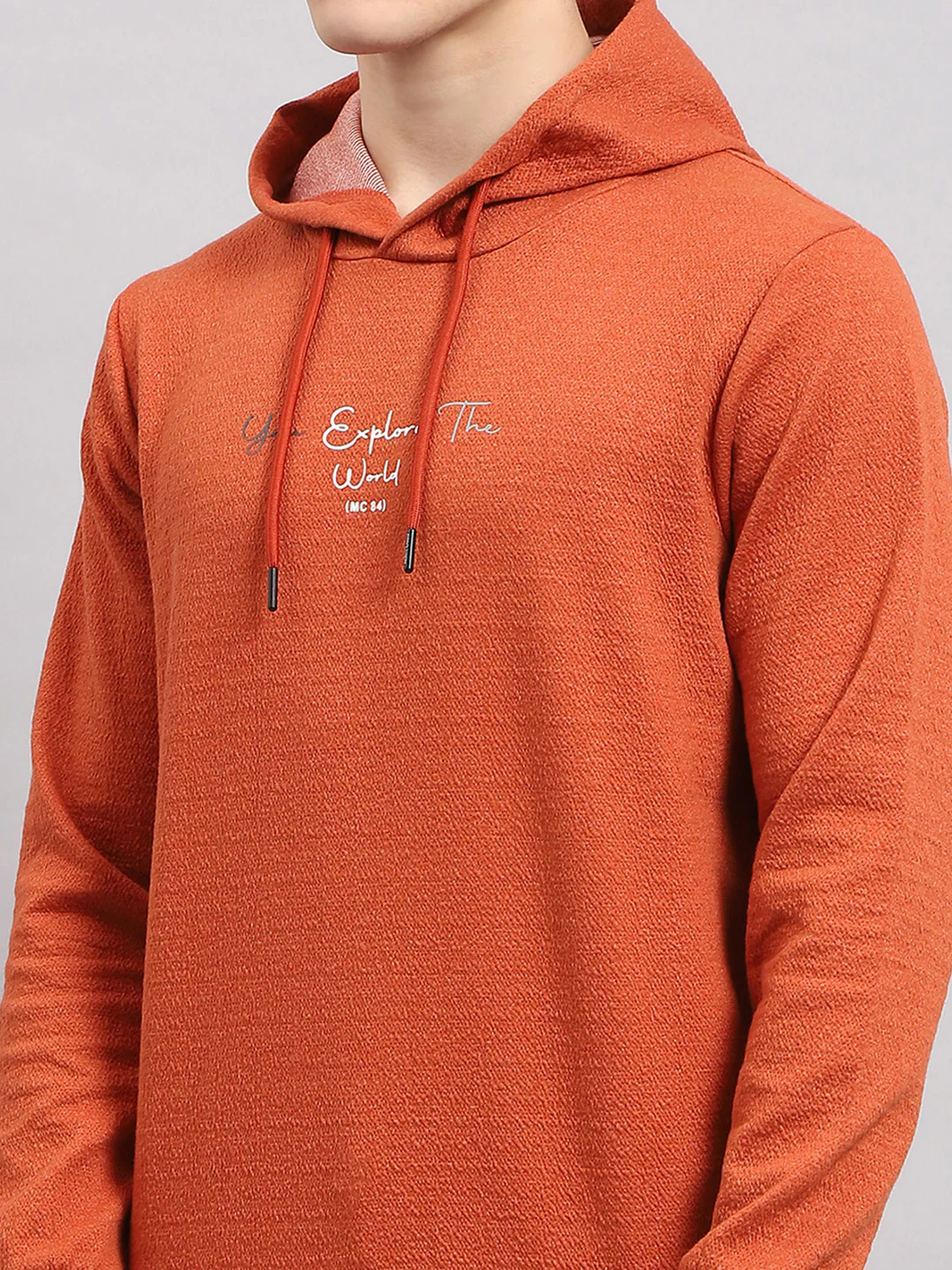 Men Rust Printed Hooded Full Sleeve T-Shirt - Image 7
