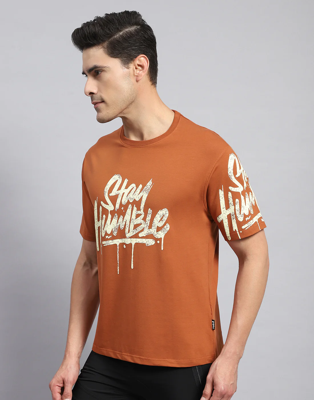 Rock.it Men Rust Printed Round Neck Half Sleeve T-Shirt - Image 3