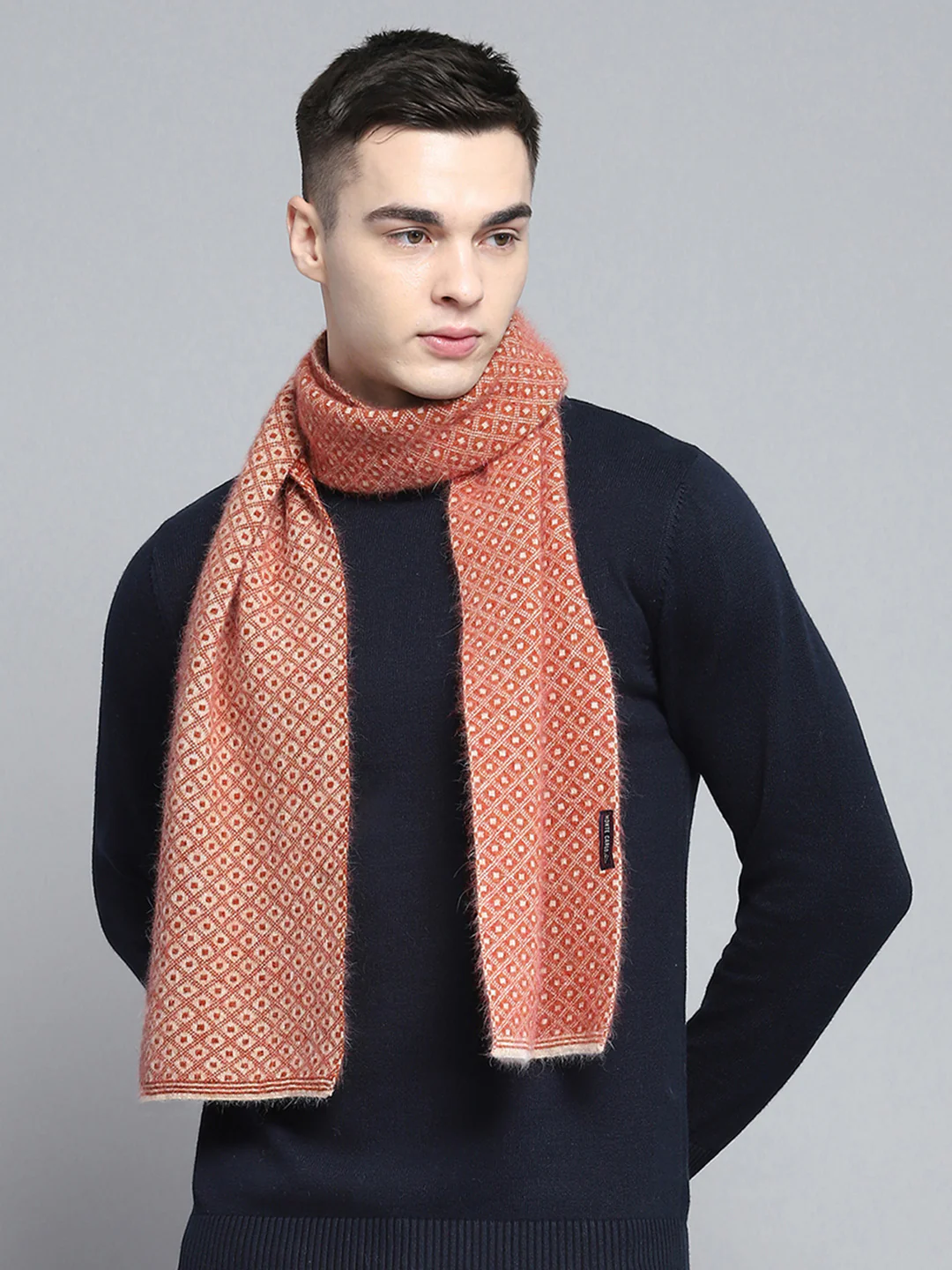 Men Rust Self Design Muffler - Image 5