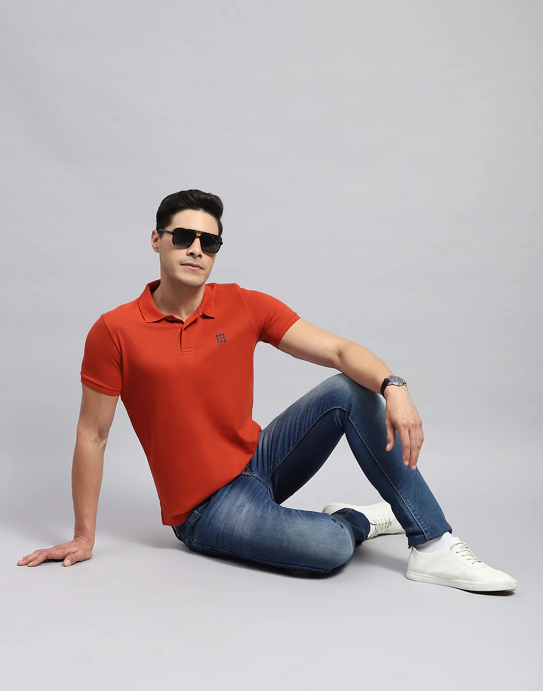Rock.it Men Rust Solid Collar Half Sleeve T-Shirt - Image 2
