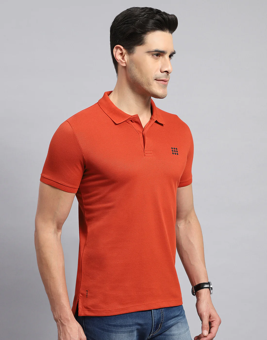 Rock.it Men Rust Solid Collar Half Sleeve T-Shirt - Image 4