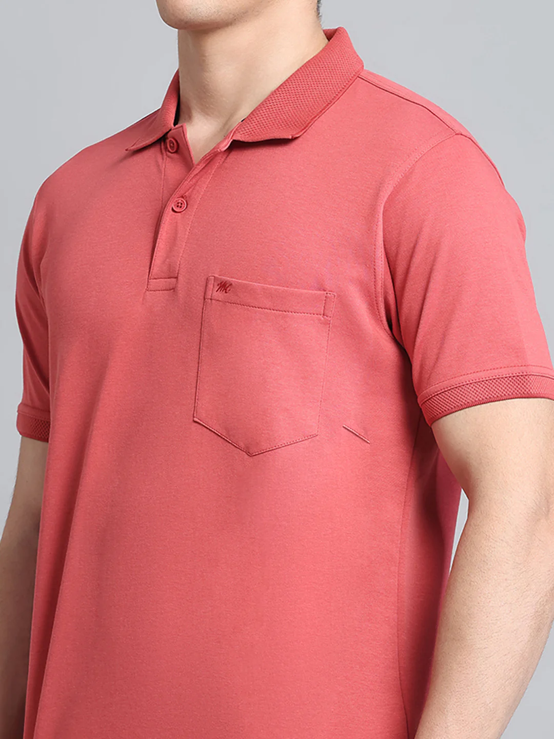 Men Rust Solid Collar Half Sleeve T-Shirt - Image 6