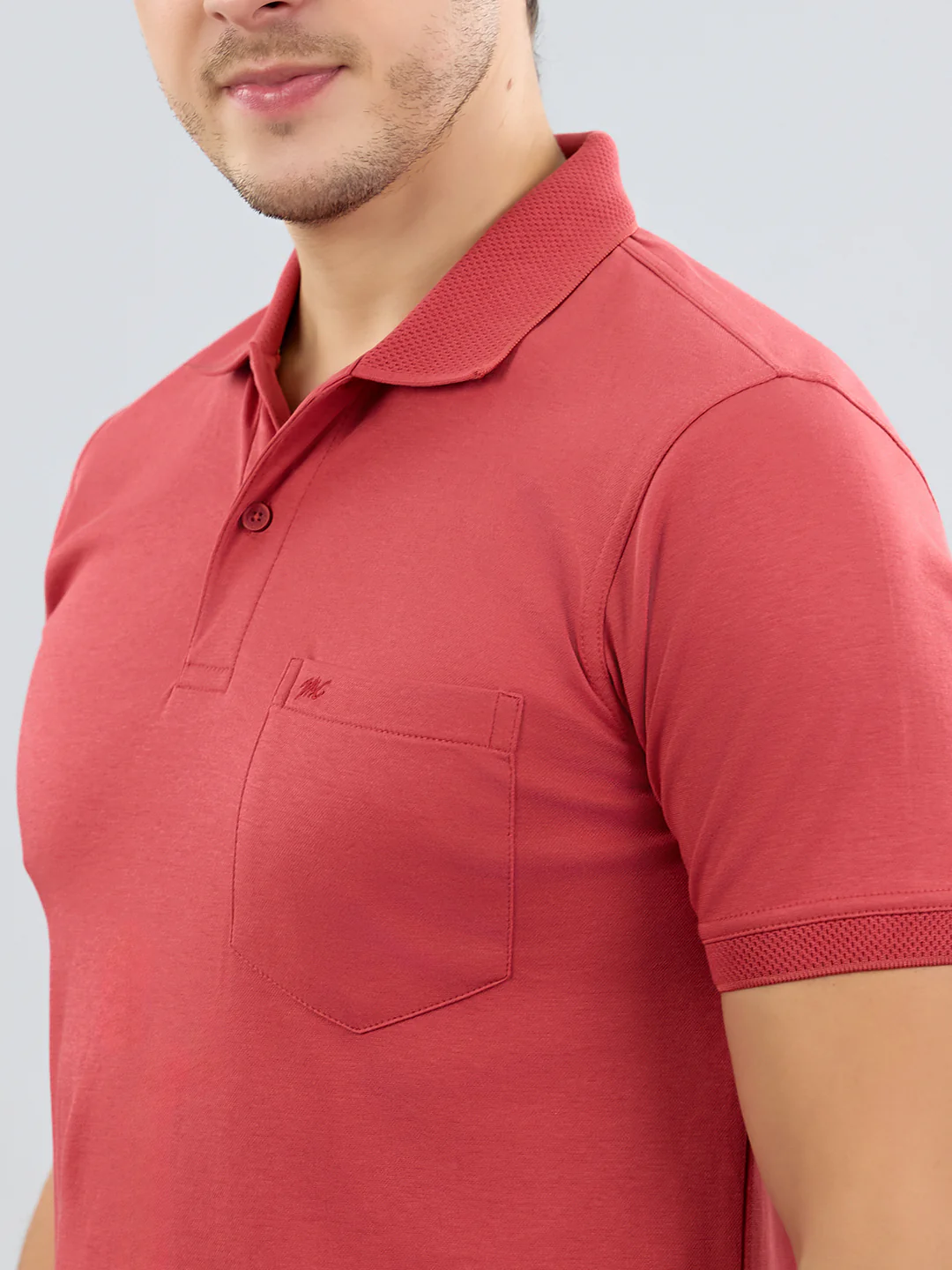 Men Rust Solid Polo Collar Half Sleeve T-Shirt - Image 6