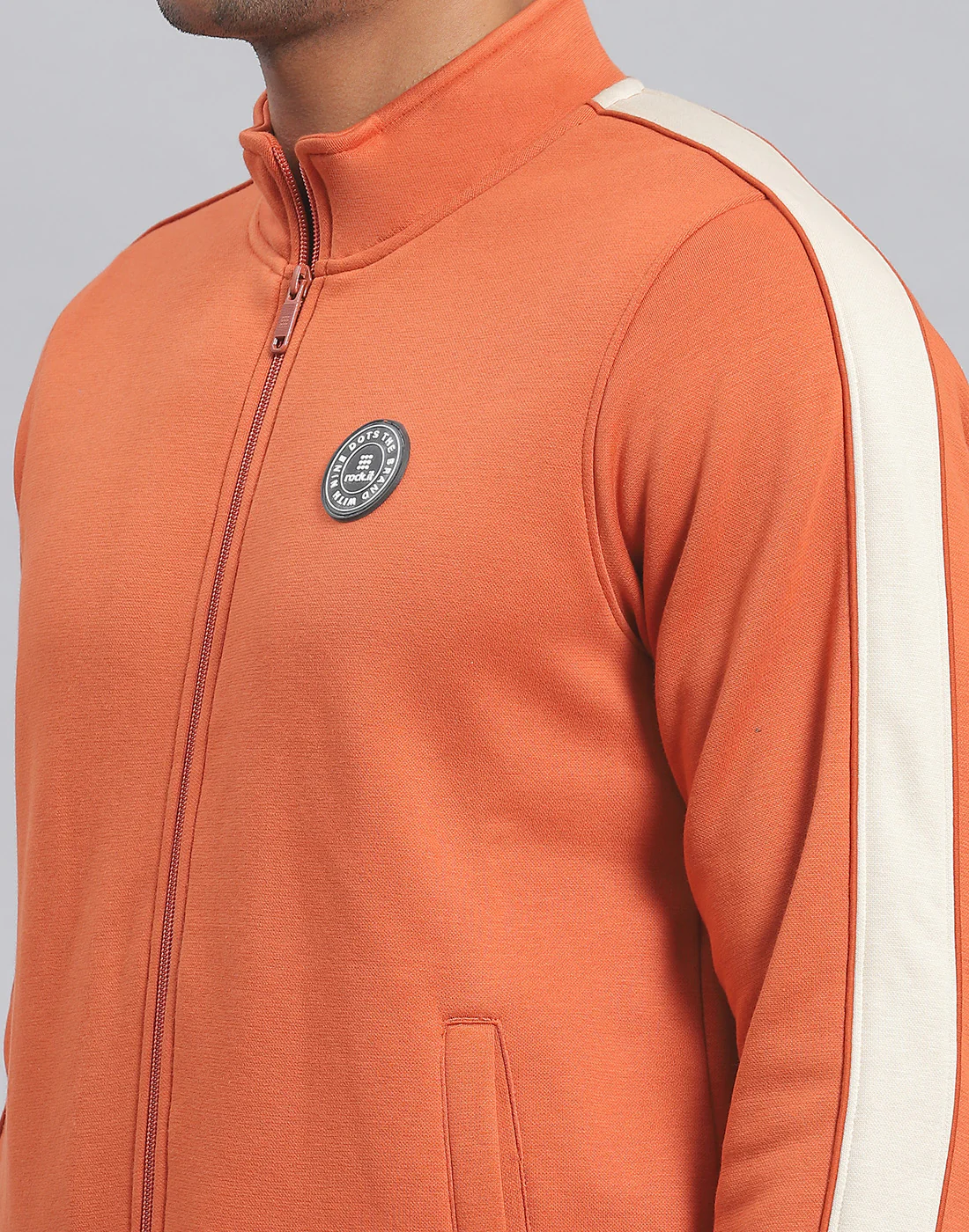 Rock.it Men Rust Solid Stand Collar Full Sleeve Tracksuit - Image 7