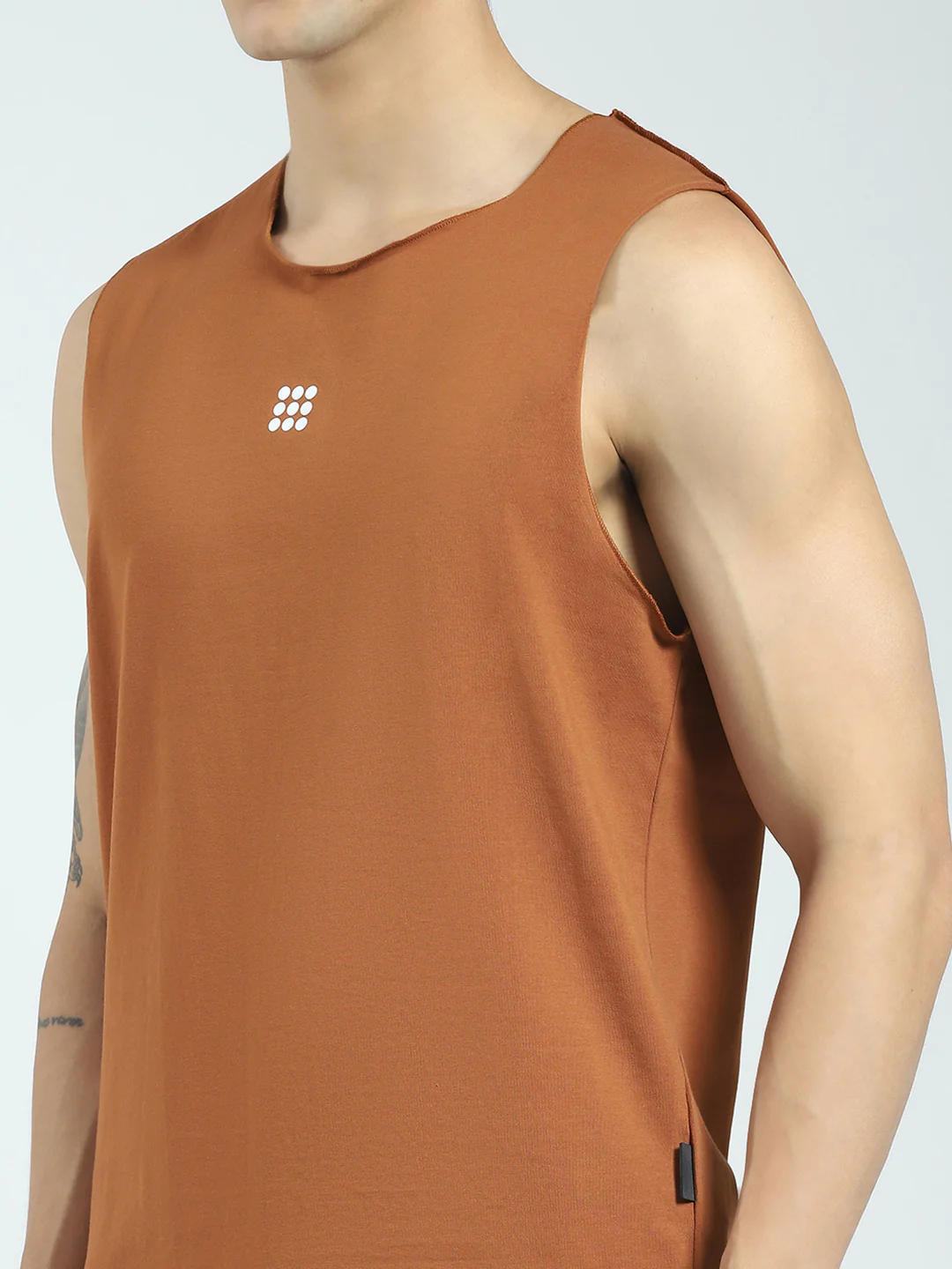Rock.it Men Rust Solid Round Neck Sleeveless T-Shirt - Image 6