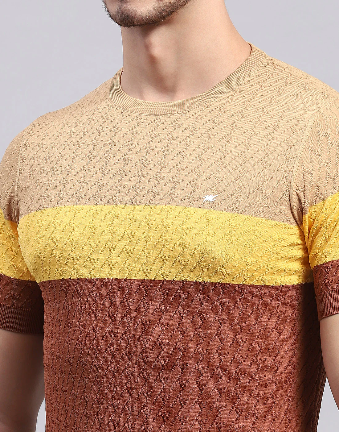 Men Rust Stripe Round Neck Half Sleeve T-Shirt - Image 7