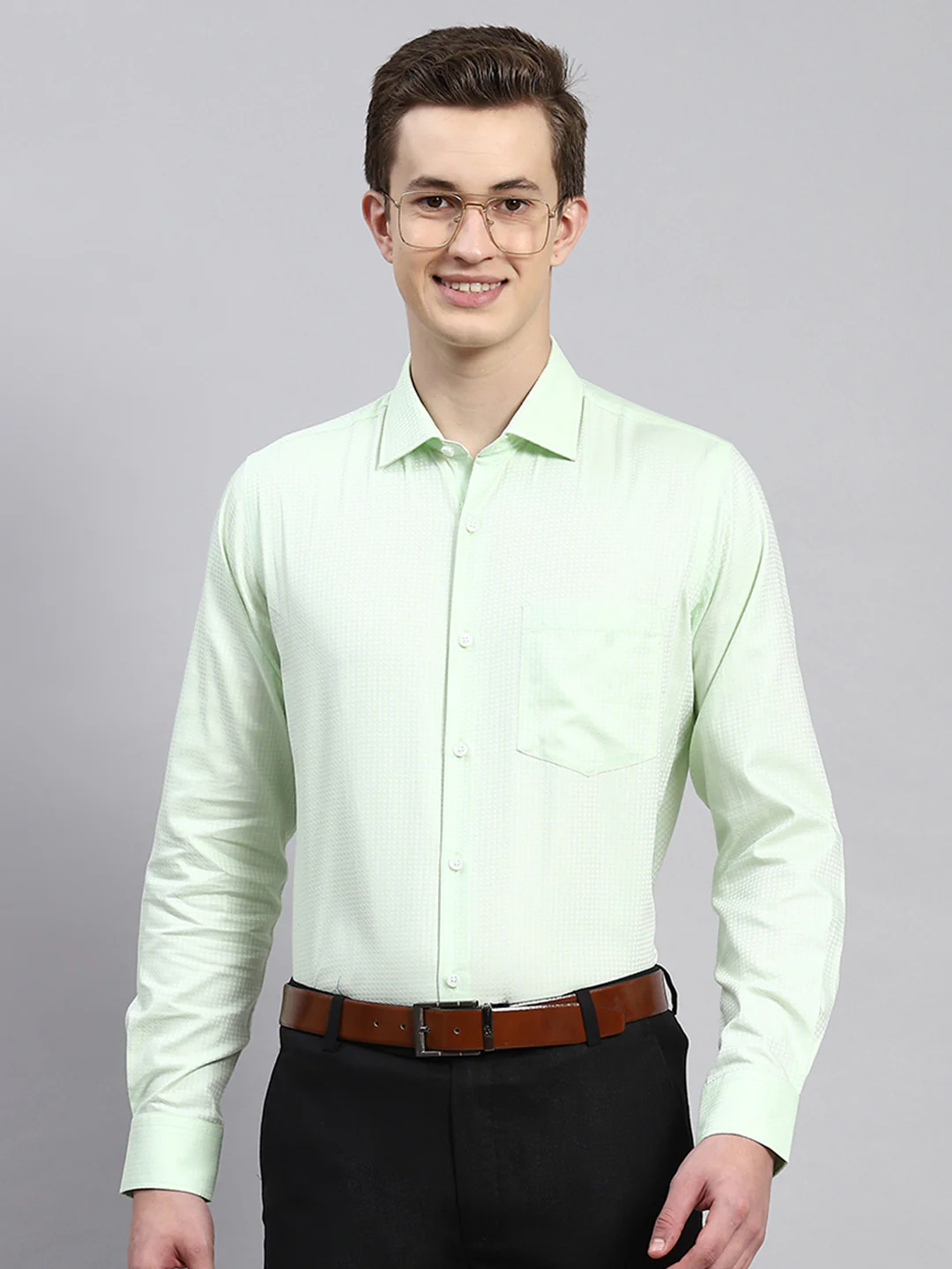 Men Sea Green Printed Shirt - Image 2