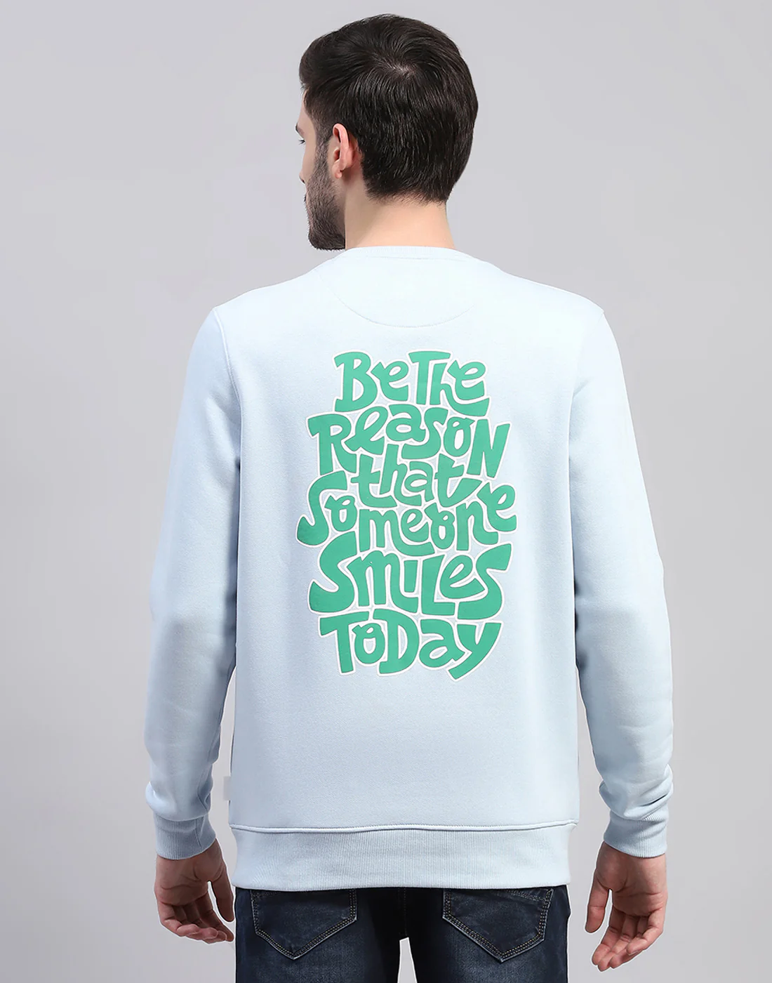 Rock.it Men Sky Blue Printed Round Neck Full Sleeve Sweatshirt - Image 5
