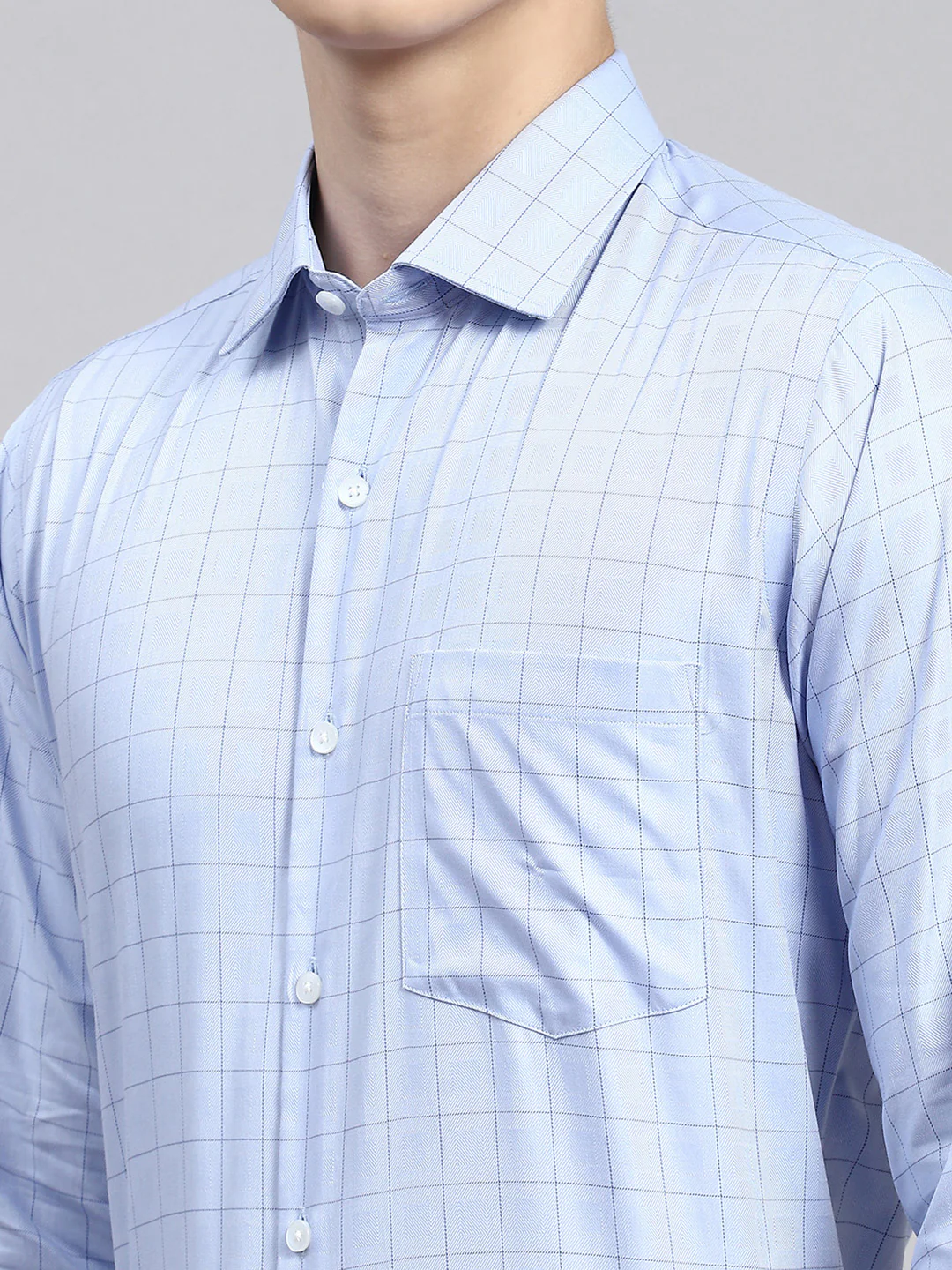 Men Sky Blue Printed Shirt - Image 6