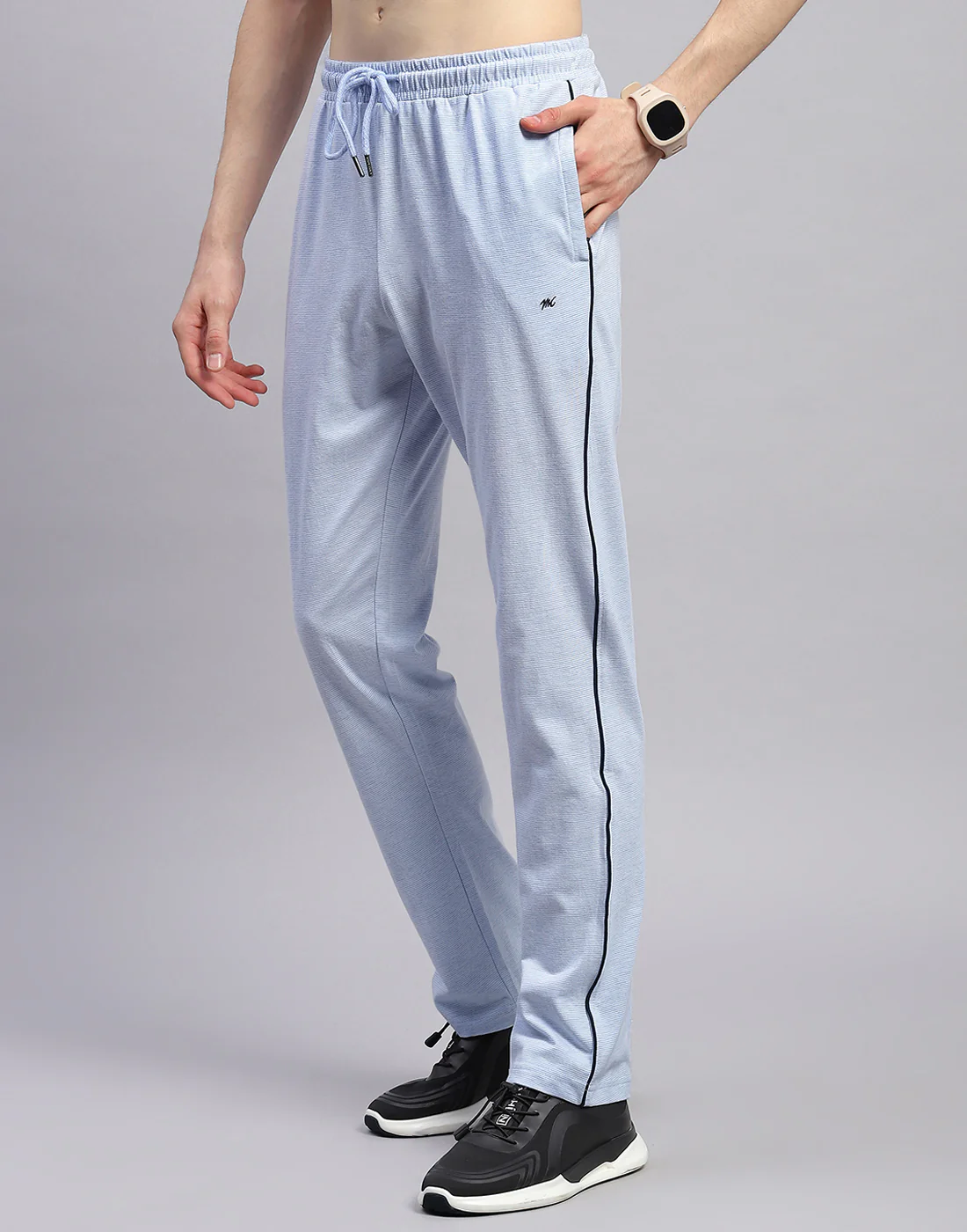 Men Sky Blue Solid Polo Collar Half Sleeve Lower Set - Image 6