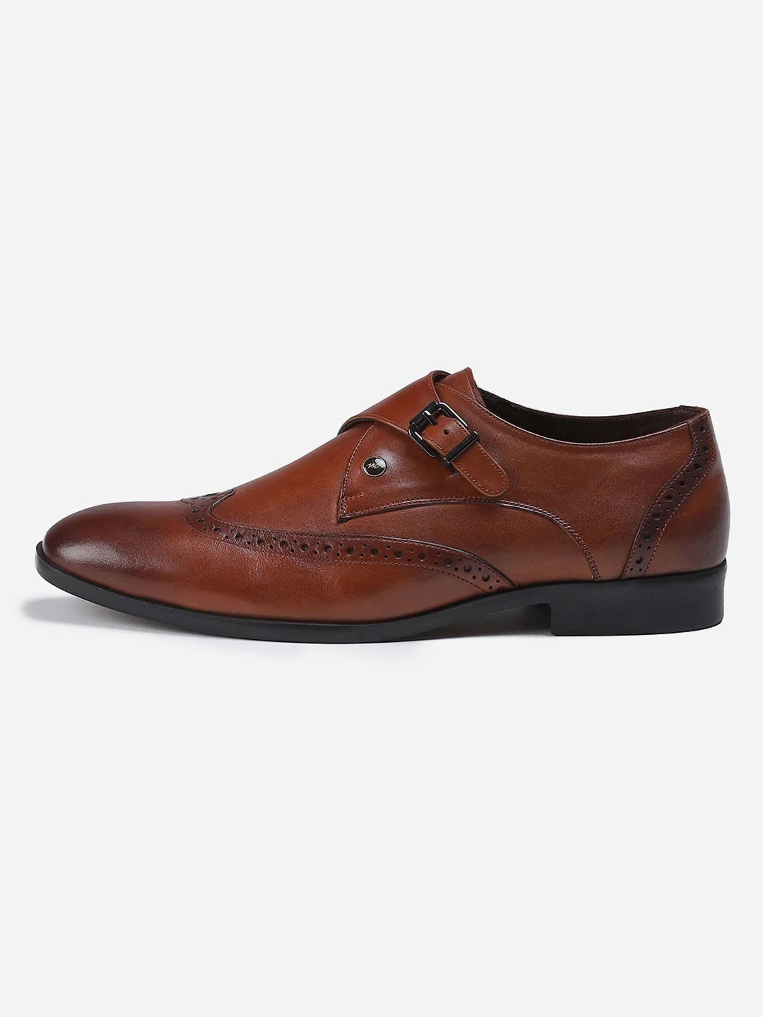 Men Tan Buckle Genuine Leather Formal Monks - Image 3