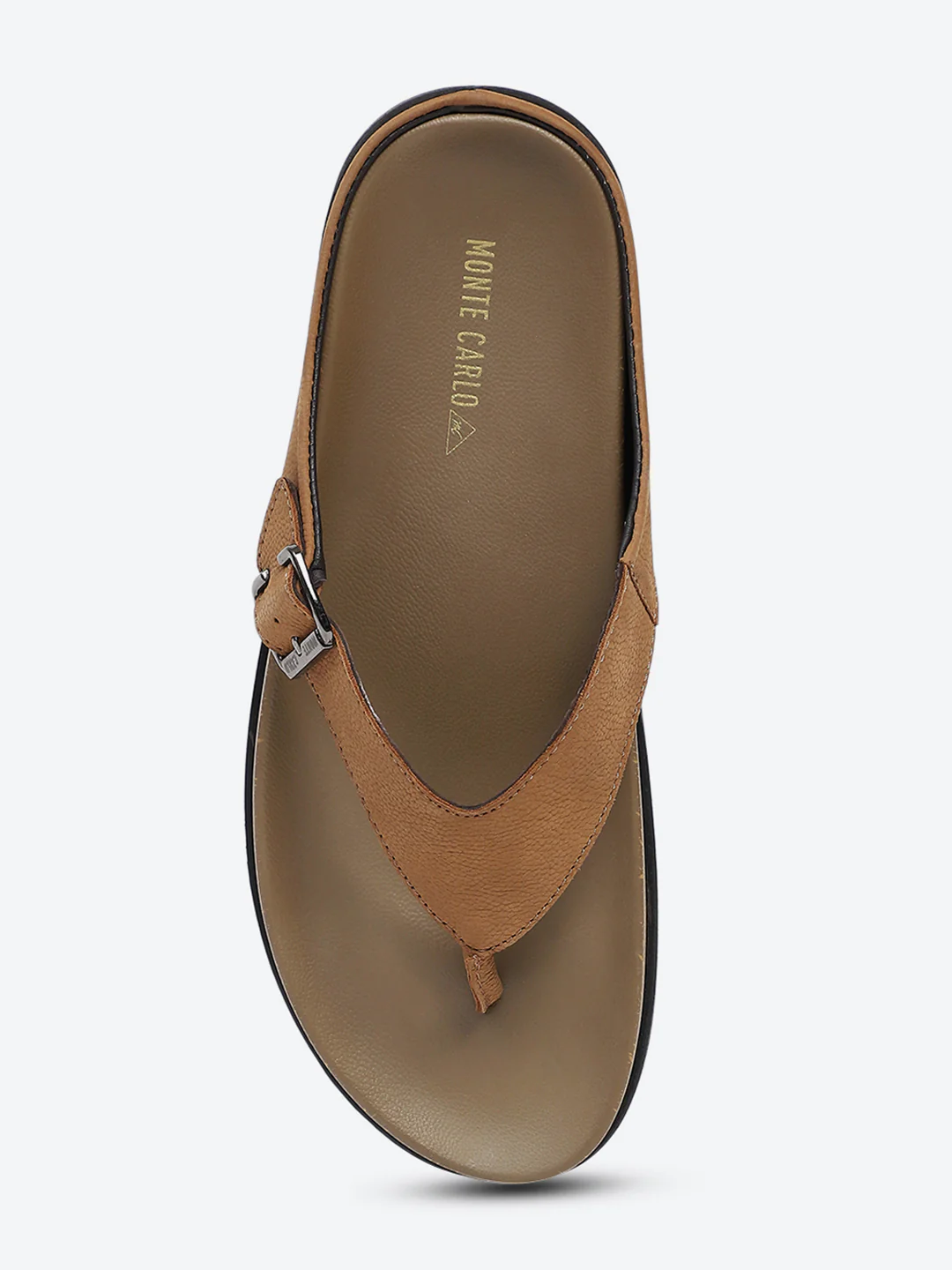Men Tan Buckle Genuine Leather Slipper - Image 6