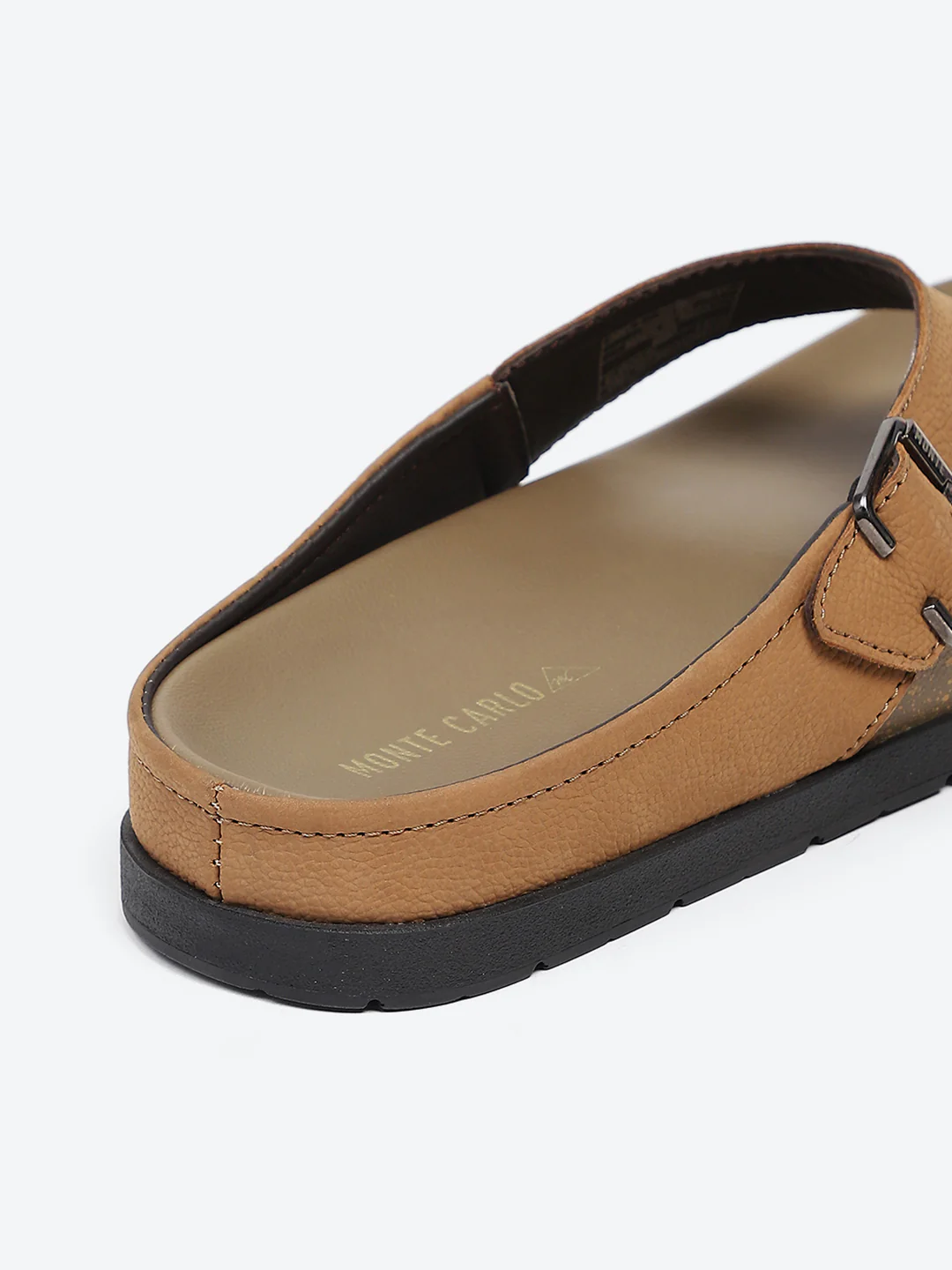 Men Tan Buckle Genuine Leather Slipper - Image 9