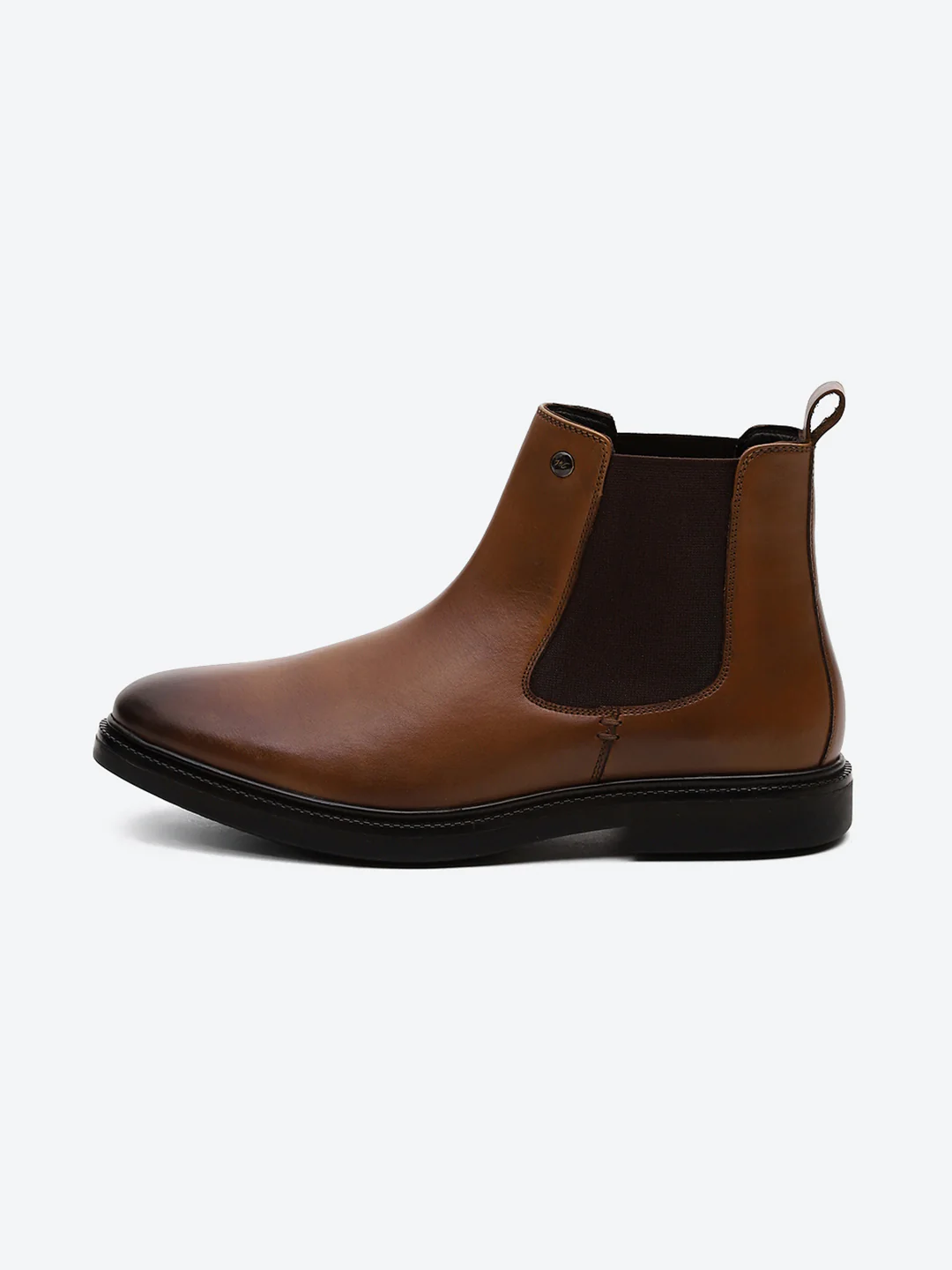 Men Tan Elastic Genuine Leather Chelsea Boots - Image 4