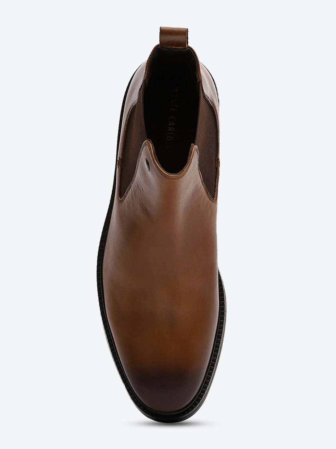 Men Tan Elastic Genuine Leather Chelsea Boots - Image 6