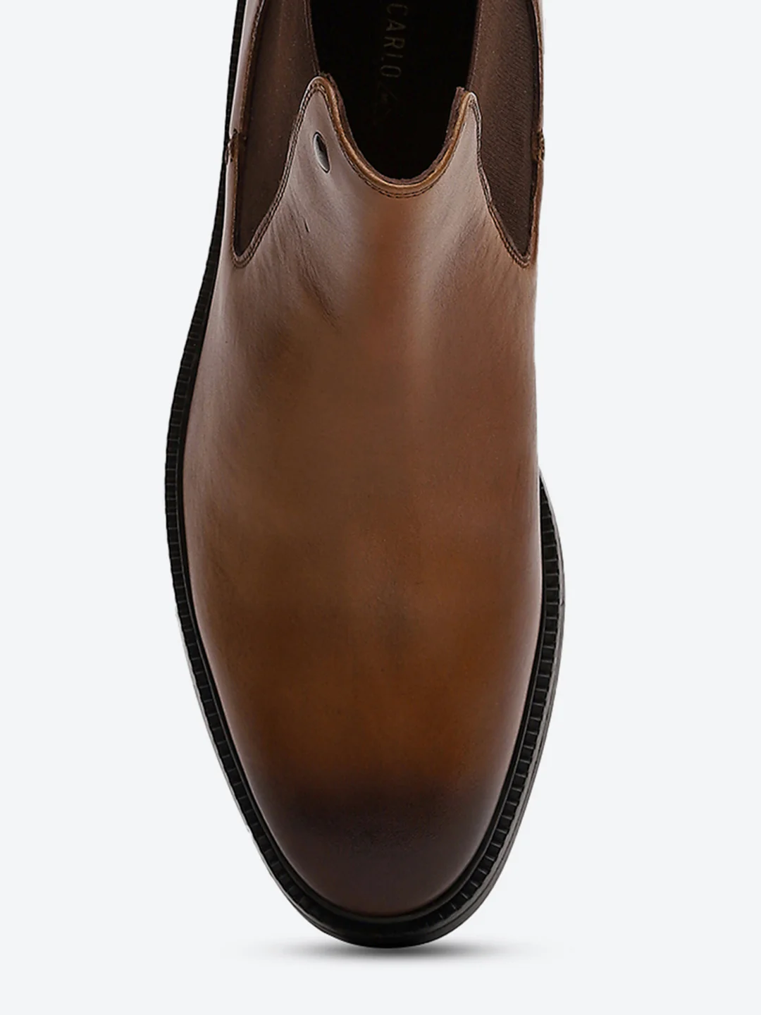Men Tan Elastic Genuine Leather Chelsea Boots - Image 7