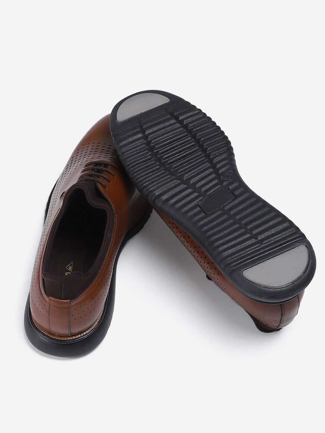 Men Tan Lace Up Genuine Leather Casual Shoes - Image 6