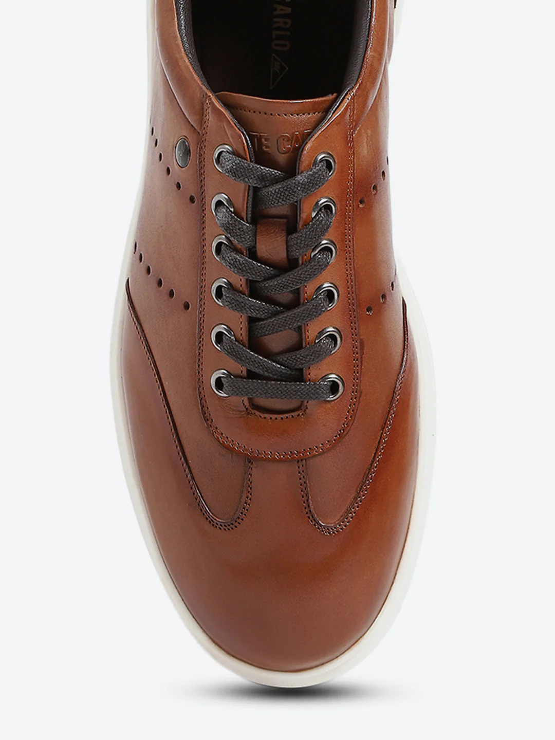 Men Tan Lace Up Genuine Leather Casual Shoes - Image 7