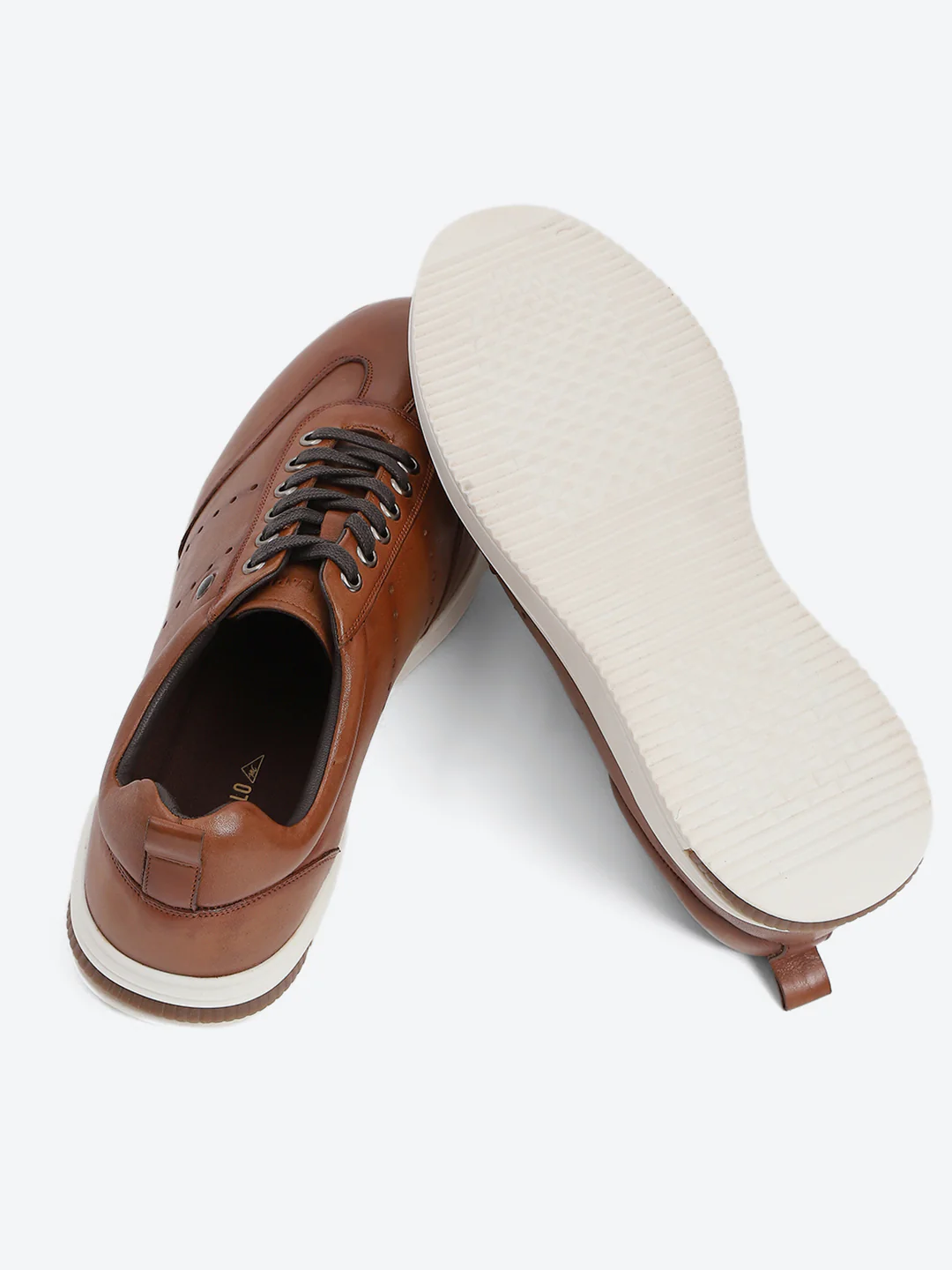 Men Tan Lace Up Genuine Leather Casual Shoes - Image 8