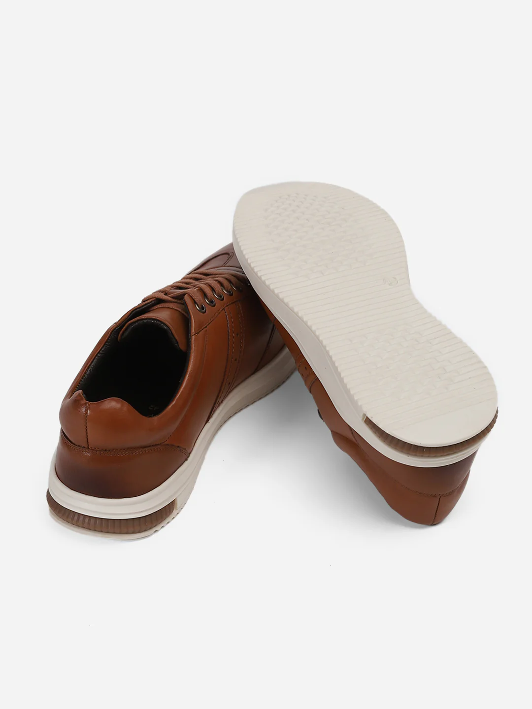 Men Tan Lace-Up Genuine Leather Casual Sneaker - Image 9