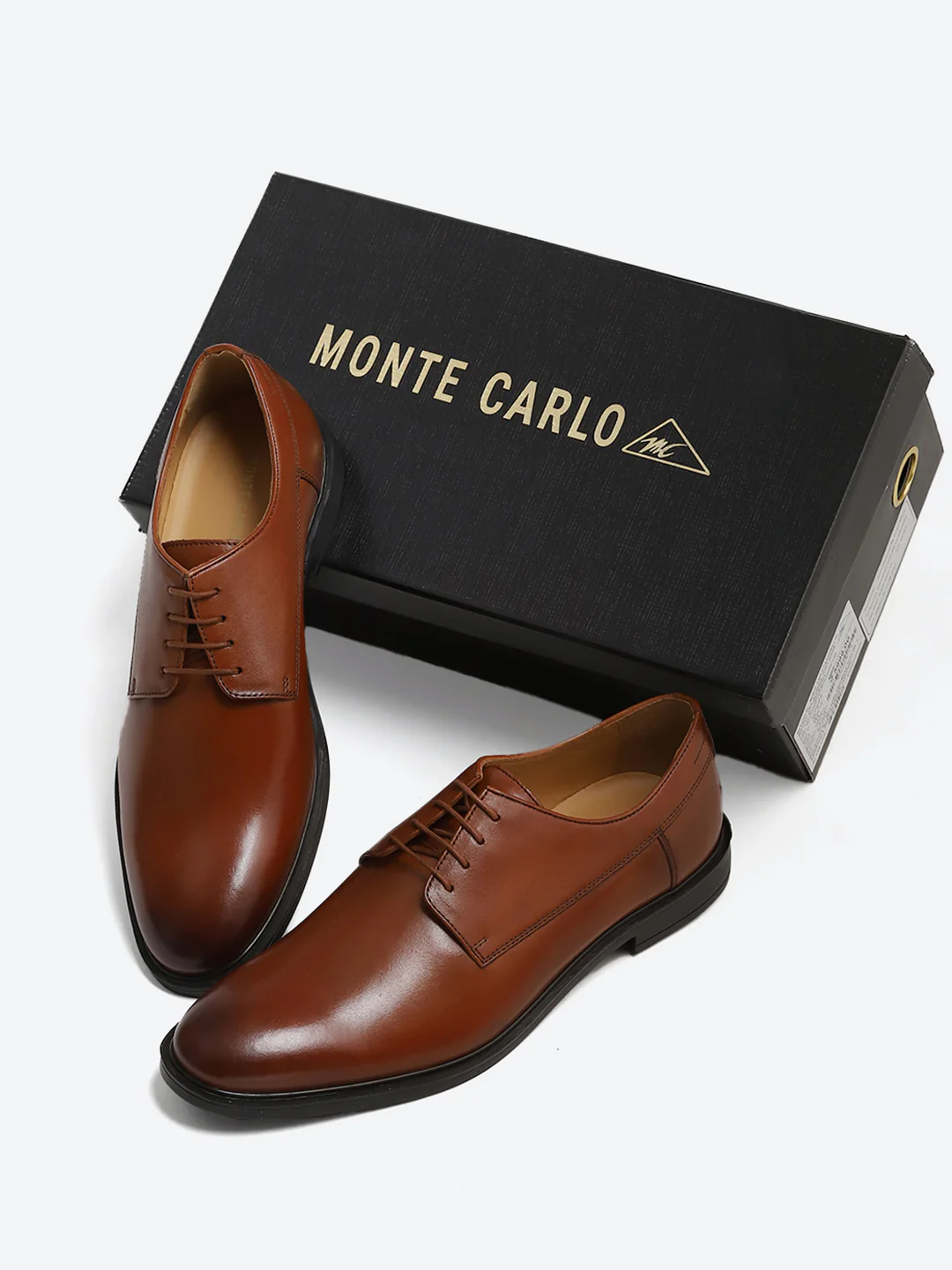 Men Tan Lace Up Genuine Leather Formal Derby - Image 2