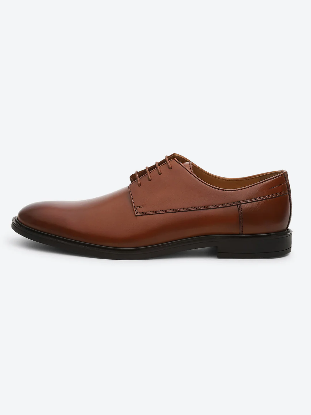Men Tan Lace Up Genuine Leather Formal Derby - Image 4