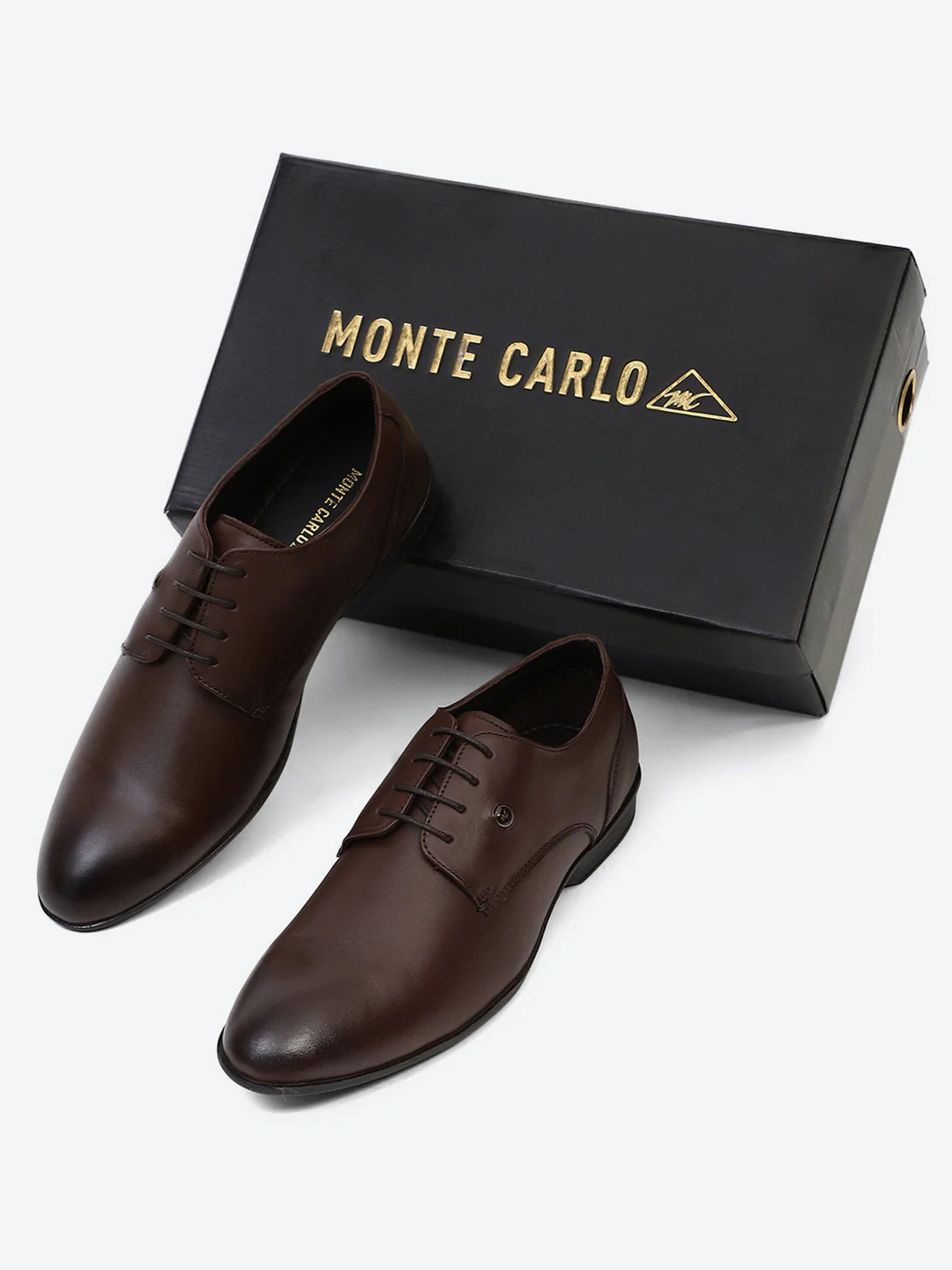 Men Tan Lace Up Genuine Leather Formal Derbys - Image 2