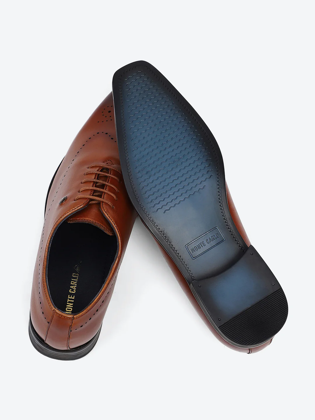 Men Tan Lace Up Genuine Leather Formal Oxfords - Image 8