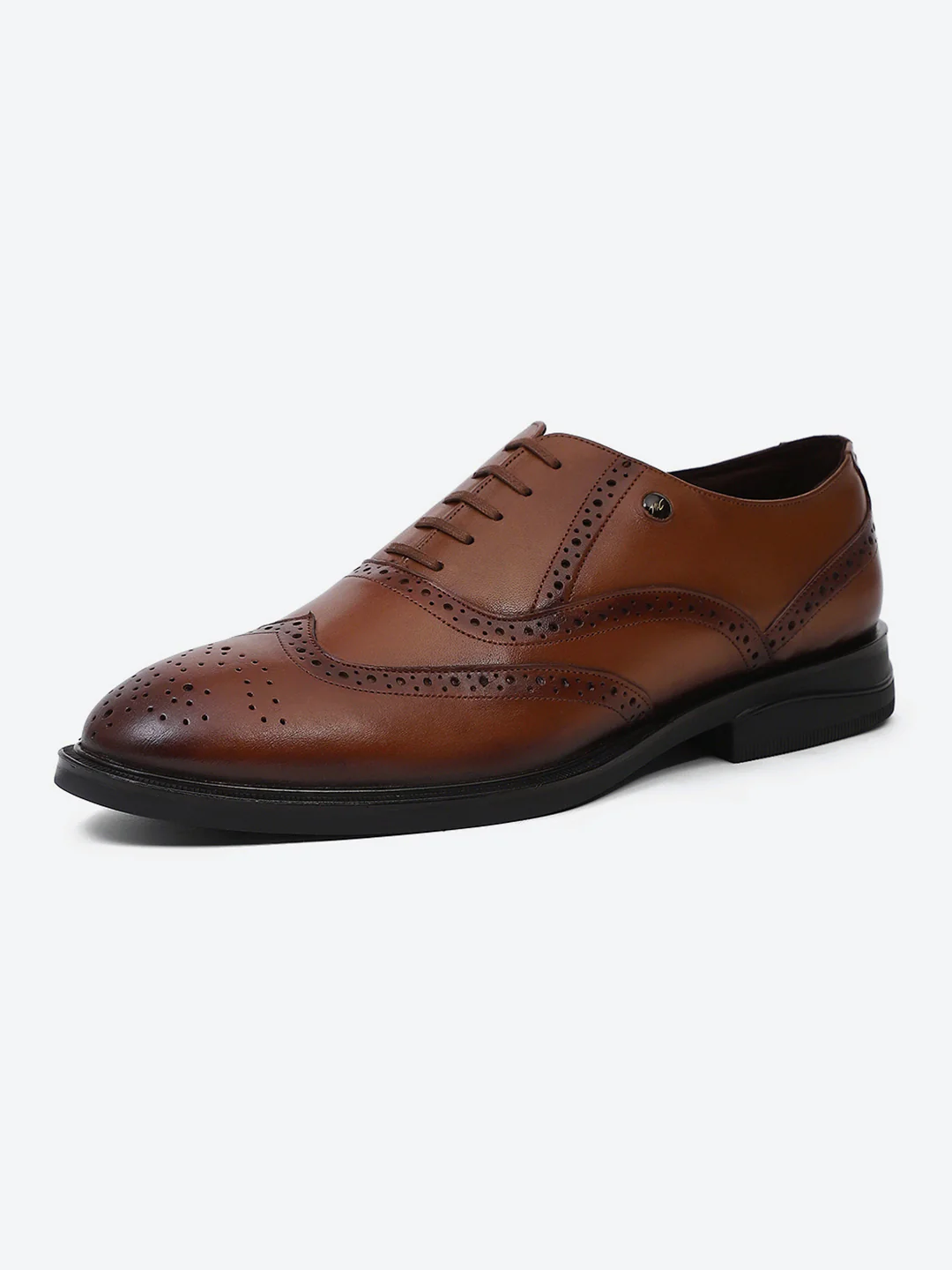 Men Tan Lace Up Genuine Leather Formal Oxfords - Image 3