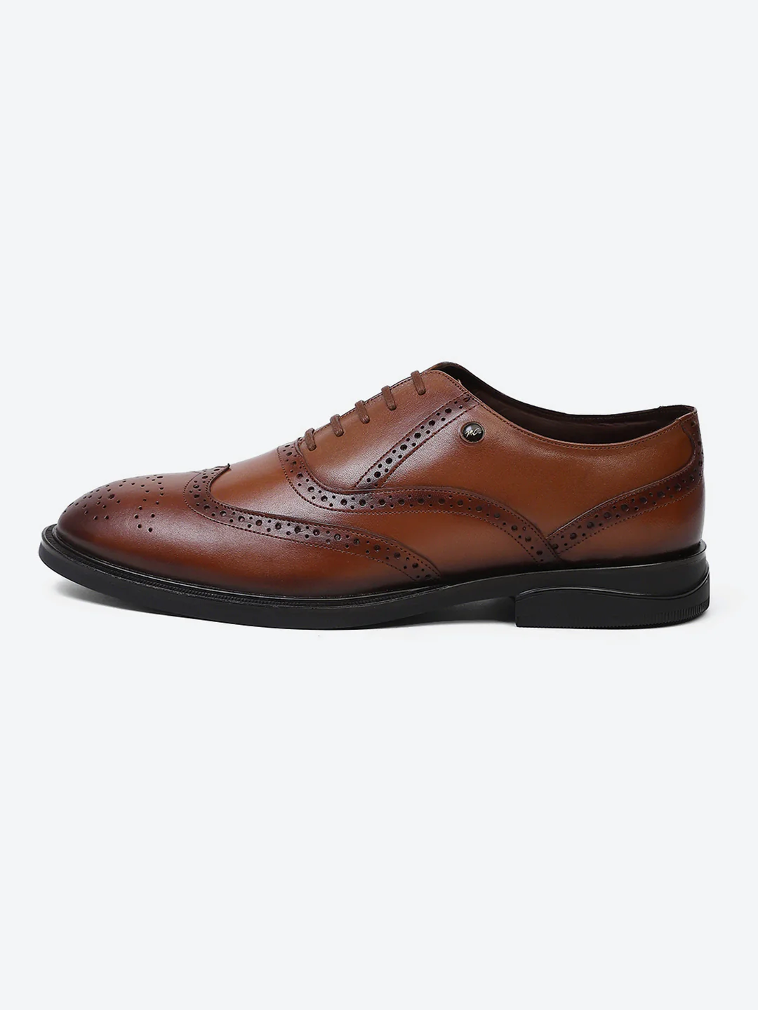 Men Tan Lace Up Genuine Leather Formal Oxfords - Image 4