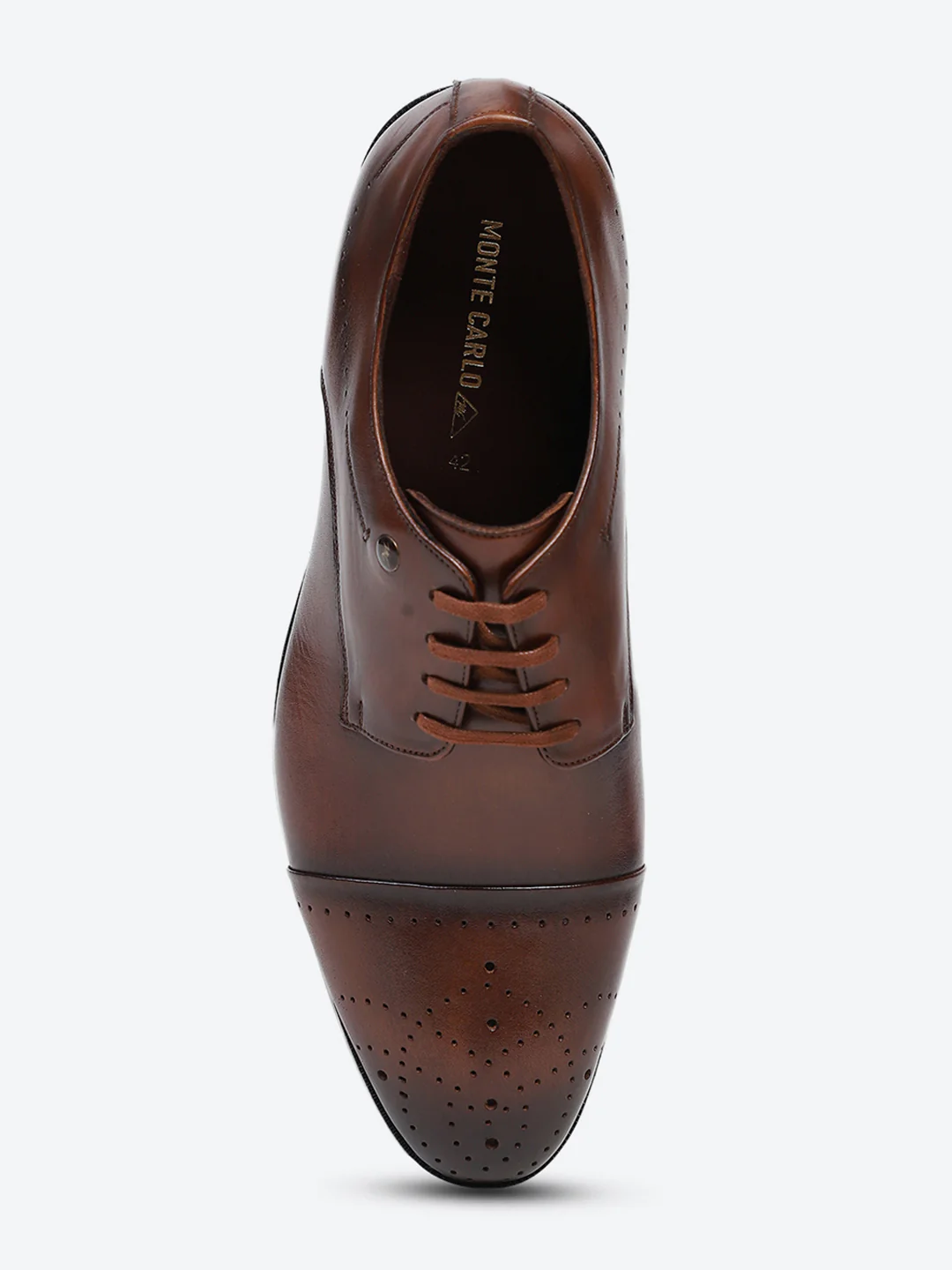 Men Tan Lace Up Genuine Leather Formal Shoes - Image 6