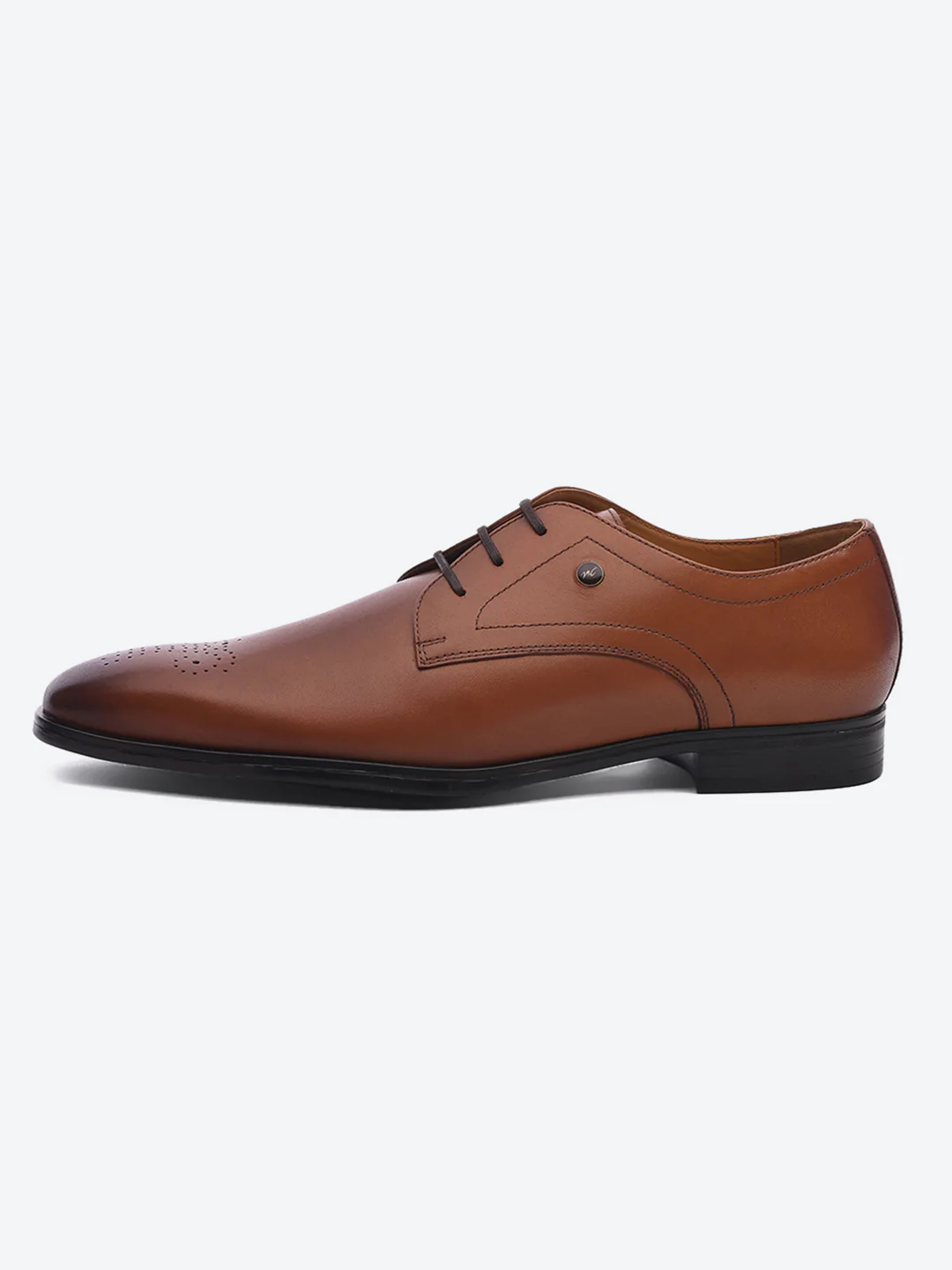 Men Tan Lace Up Genuine Leather Formal Shoes - Image 4