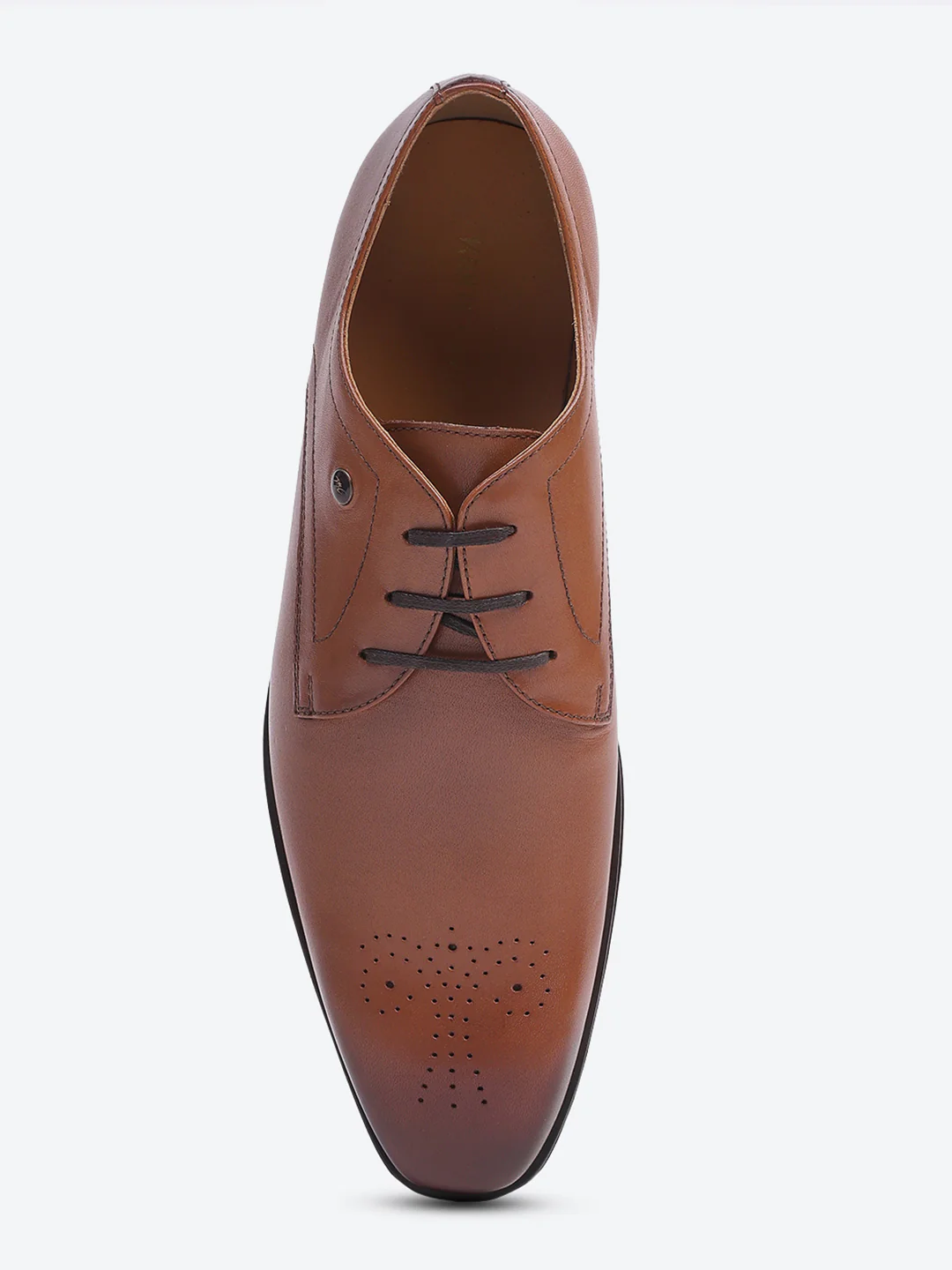 Men Tan Lace Up Genuine Leather Formal Shoes - Image 6