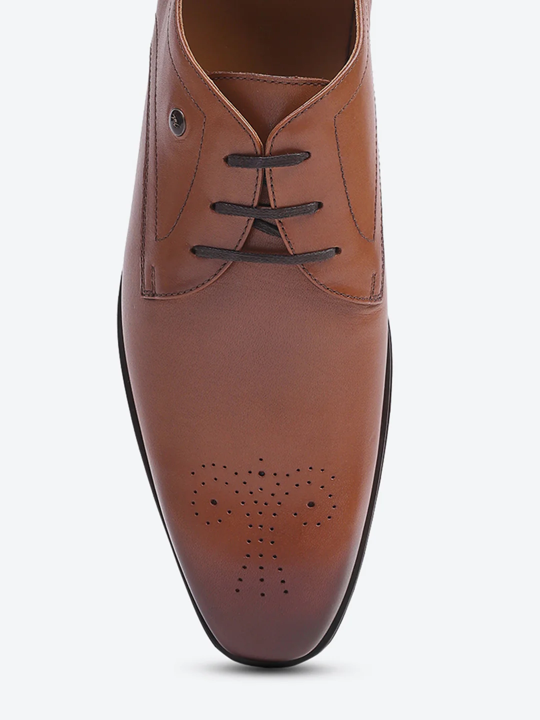 Men Tan Lace Up Genuine Leather Formal Shoes - Image 7