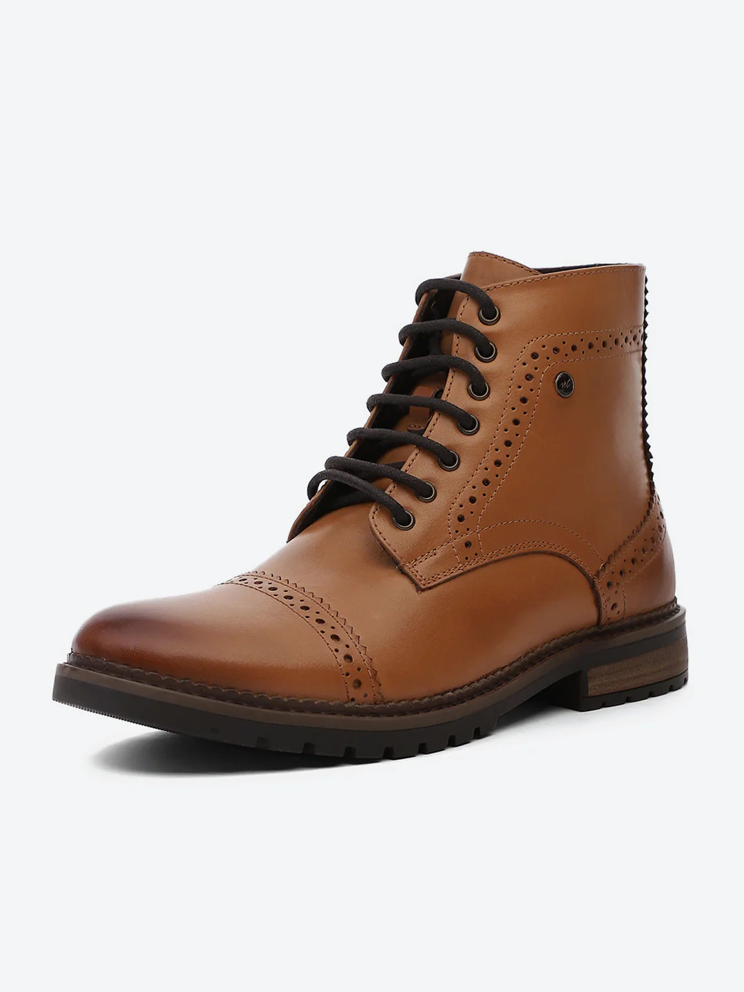 Men Tan Genuine Leather Lace Up Boots - Image 3