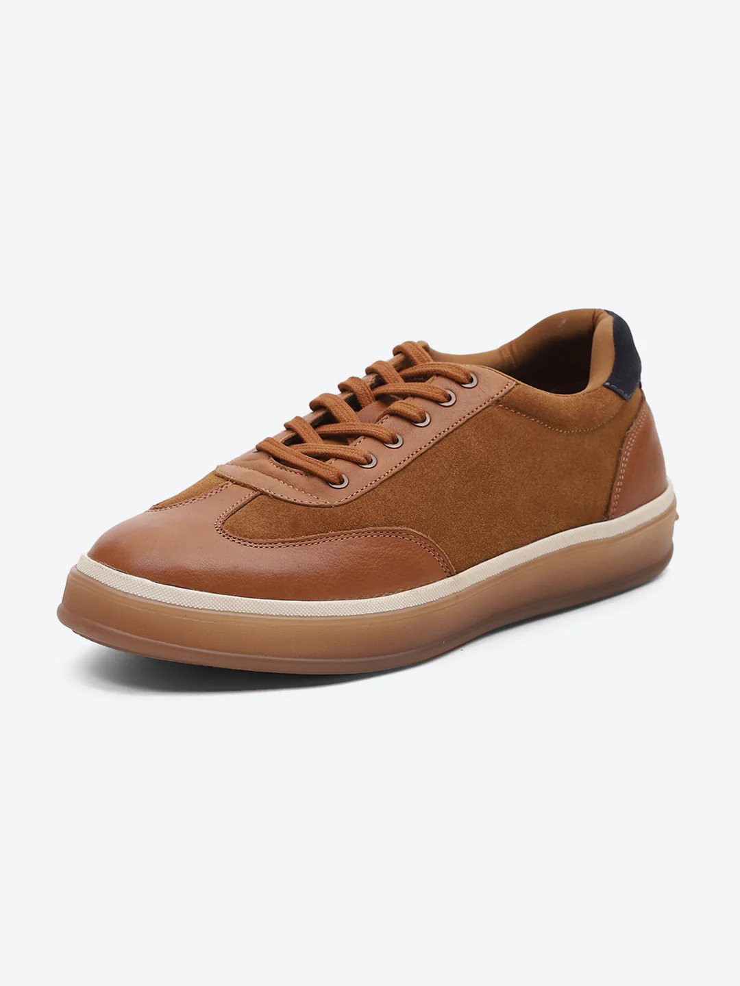 Men Tan Lace Up Genuine Leather Sneaker - Image 4