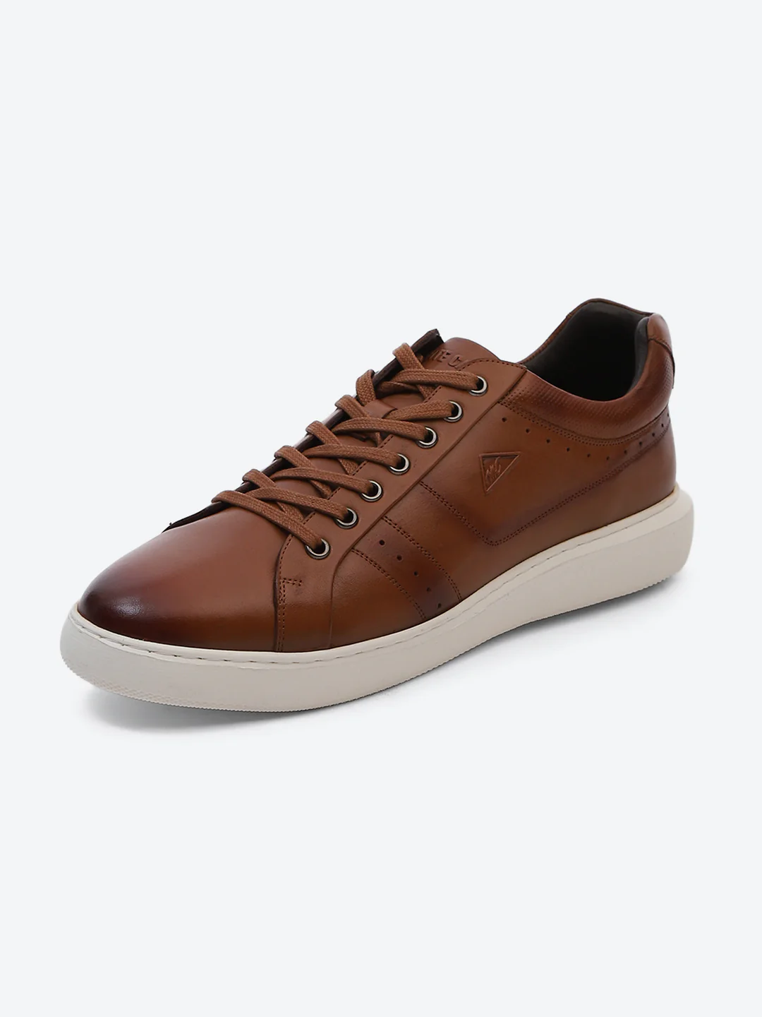 Men Tan Lace Up Genuine Leather Sneaker - Image 3