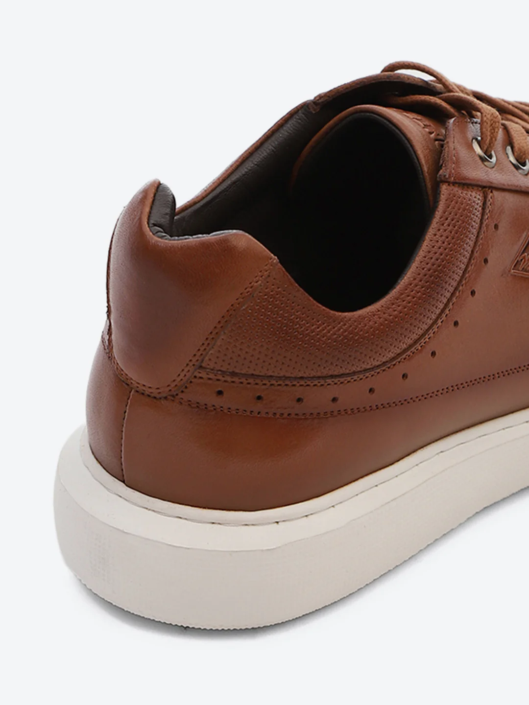 Men Tan Lace Up Genuine Leather Sneaker - Image 9