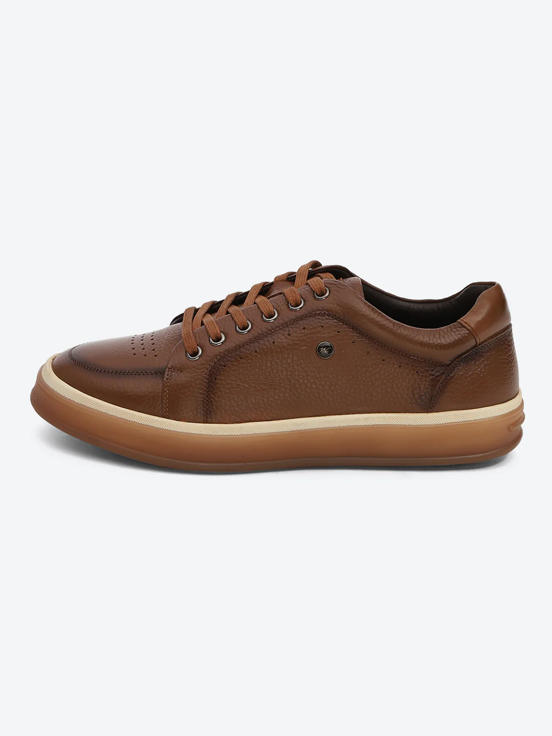 Men Tan Casual Lace Up Genuine Leather Sneaker - Image 4