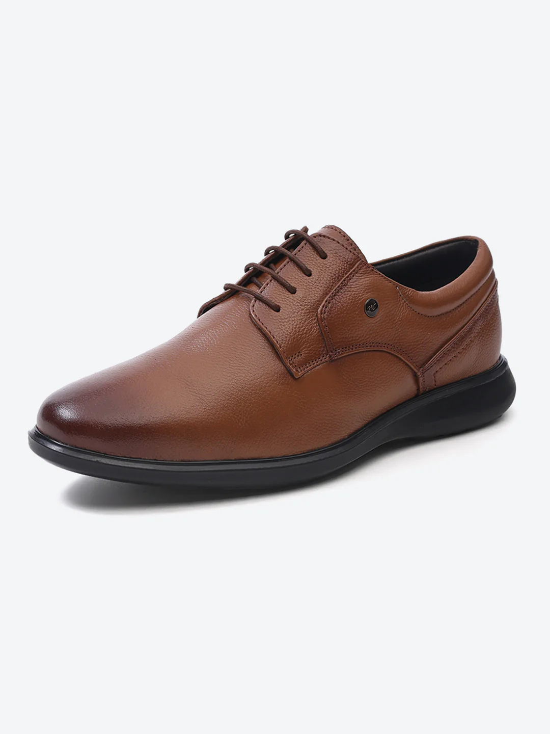 Men Tan Lace Up Leather Formal Derbys - Image 3