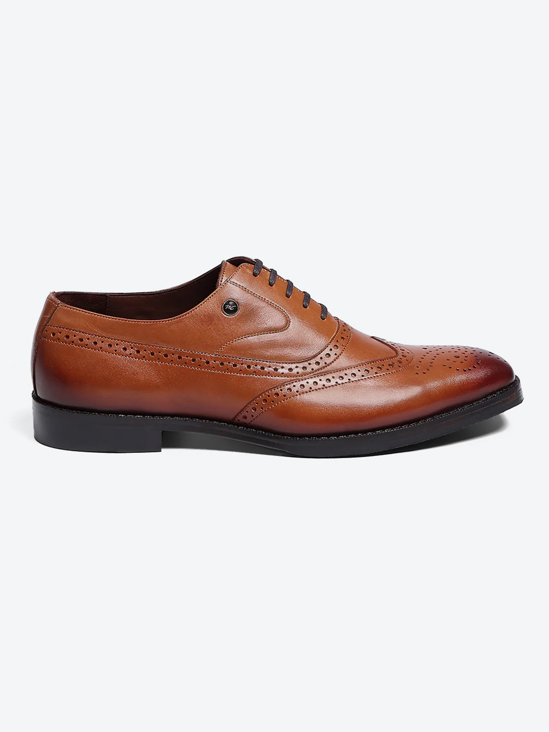 Men Tan Lace Up Leather Formal Brogues - Image 5