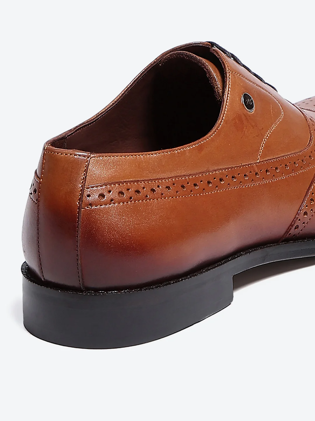 Men Tan Lace Up Leather Formal Brogues - Image 9